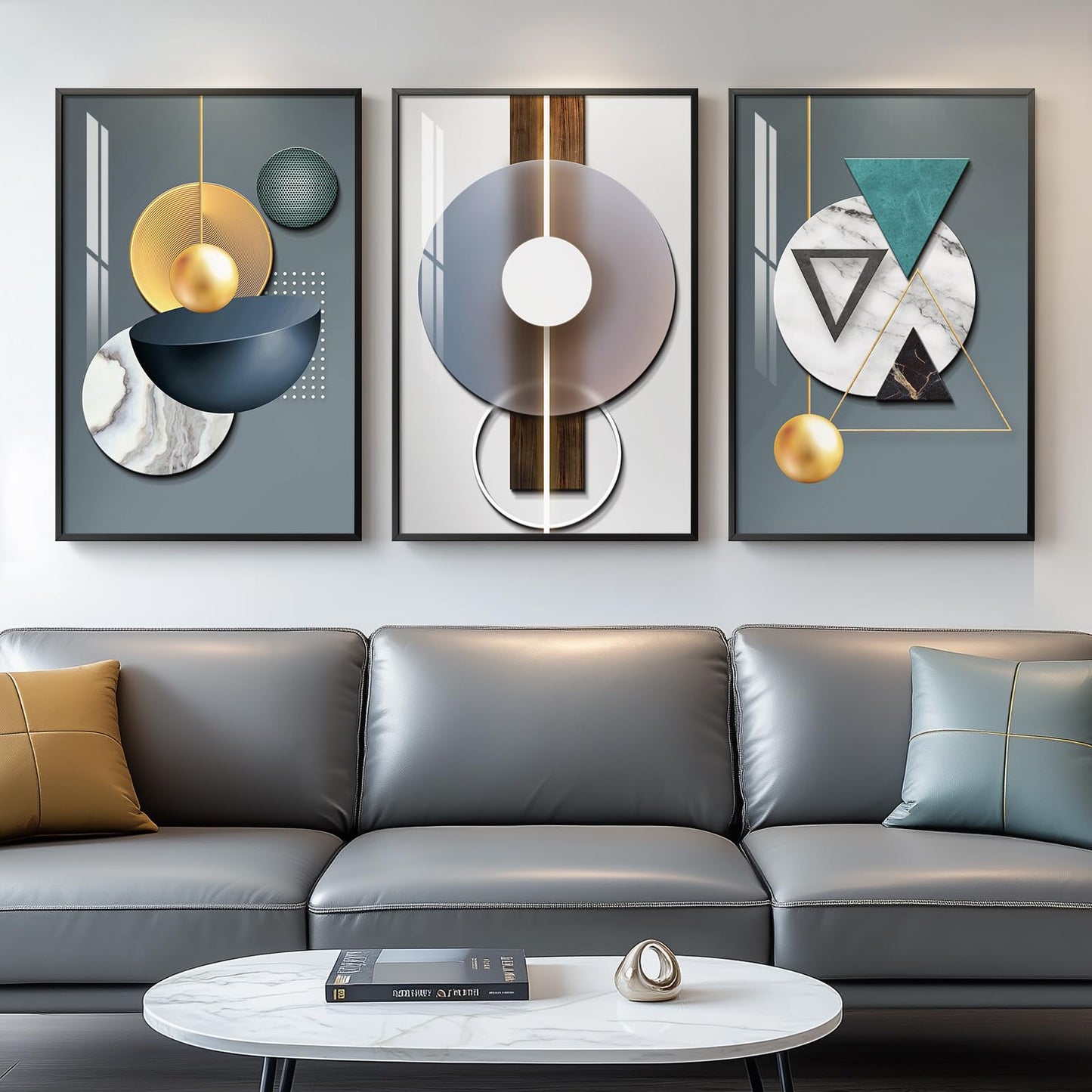 Black & Gold Abstract Art 3PC