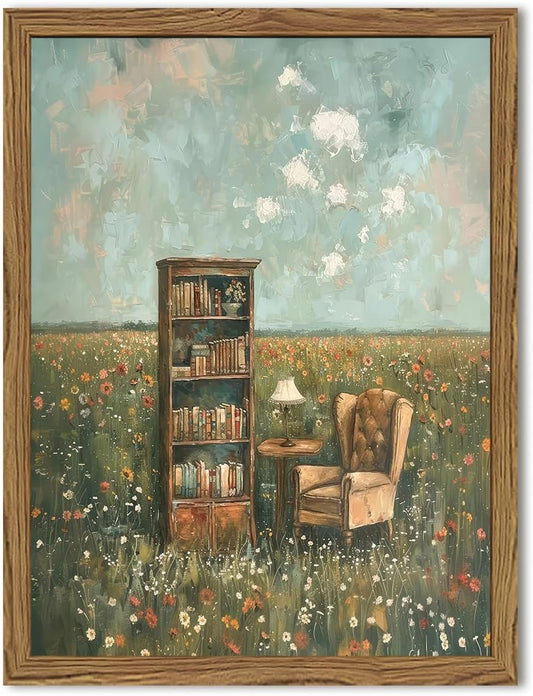 Vintage Book Lover Wall Art – 16x12in Framed