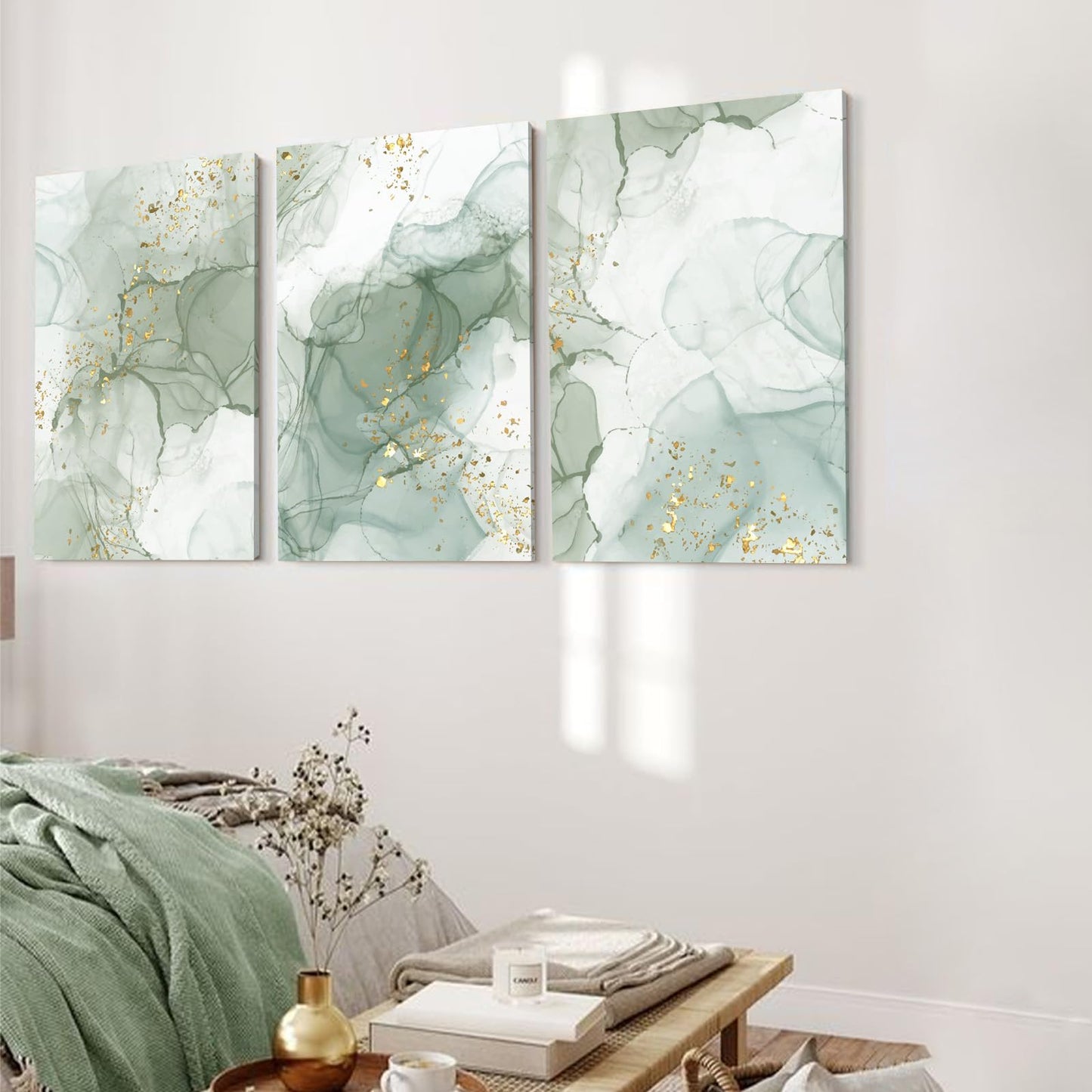 Sage Green Wall Art Set of 3 – 12x16in