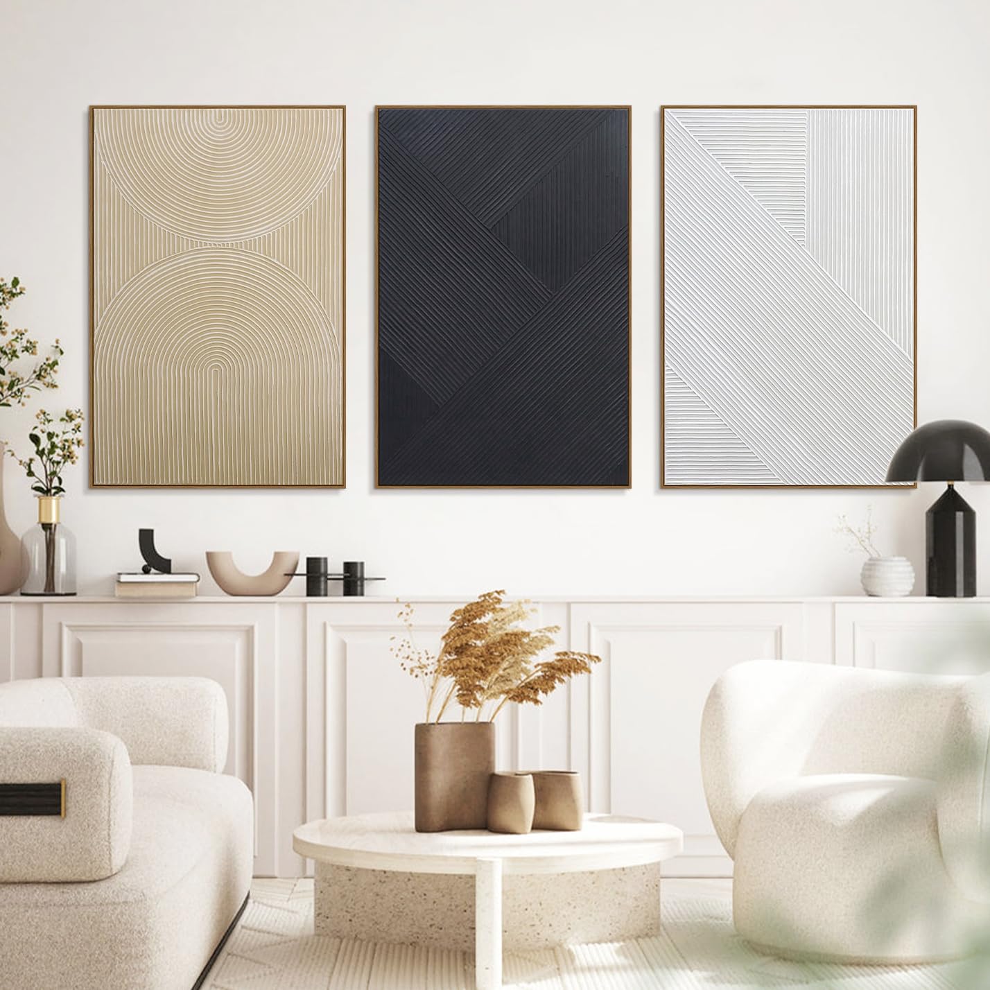Boho Textured 3D Wall Art 3PC 24x36in