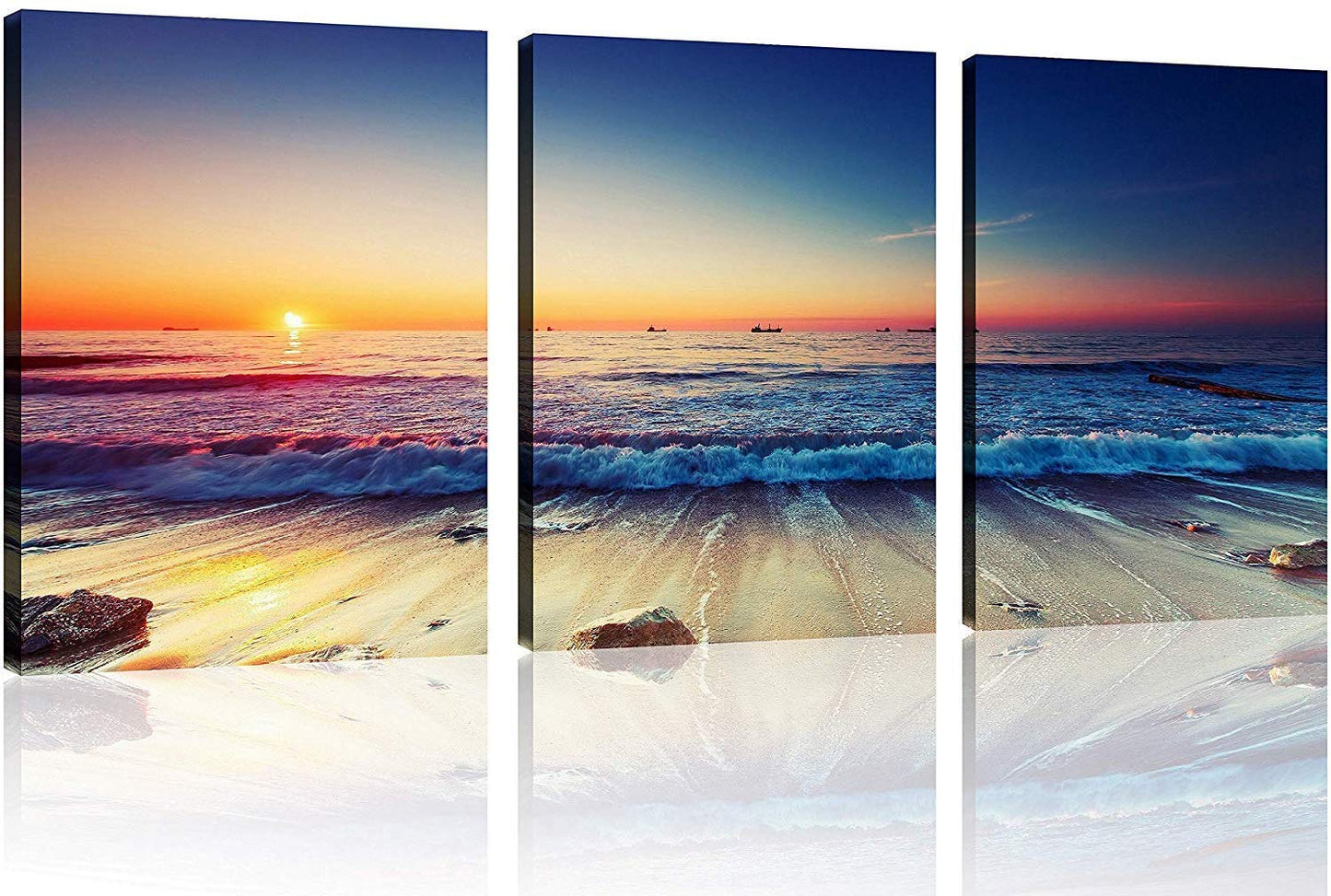 Beach Canvas Wall Art โ 3 Panel Sunset