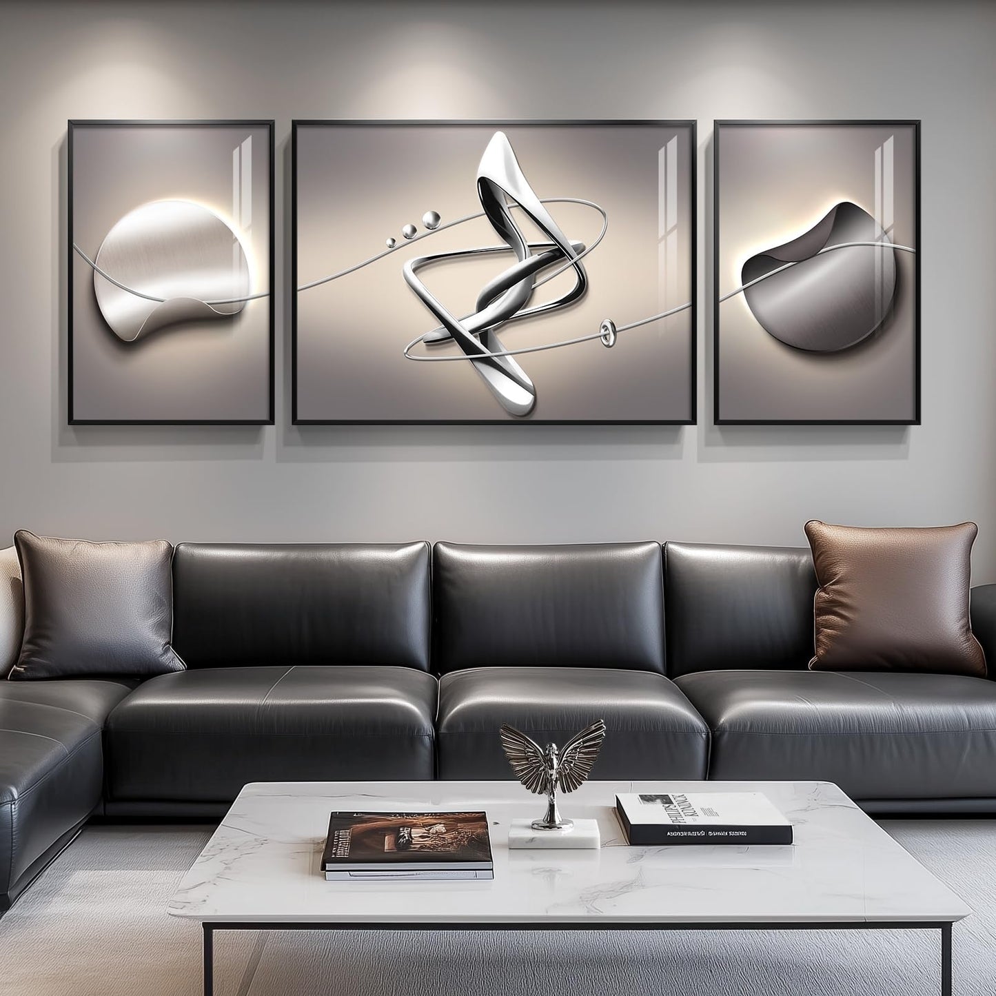 Black & Gold Abstract Art 3PC