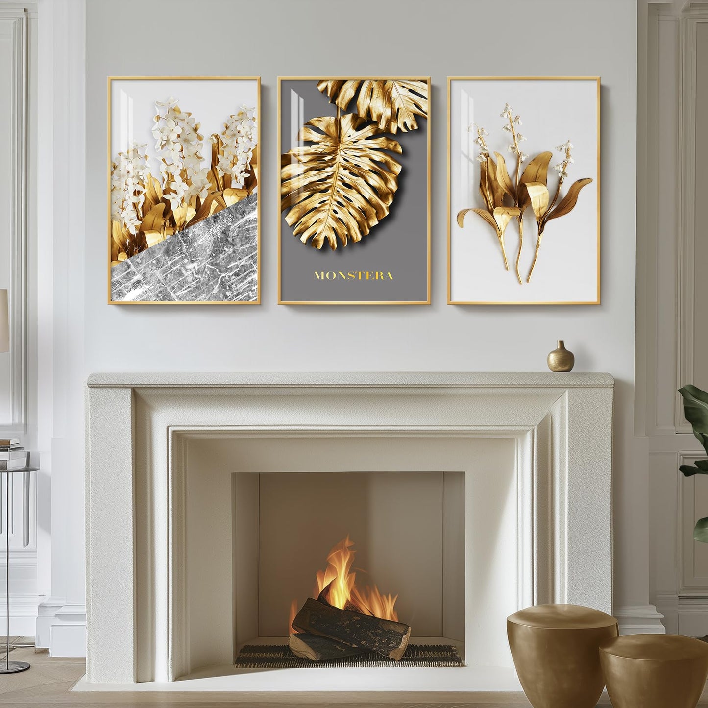 Black & Gold Abstract Art 3PC