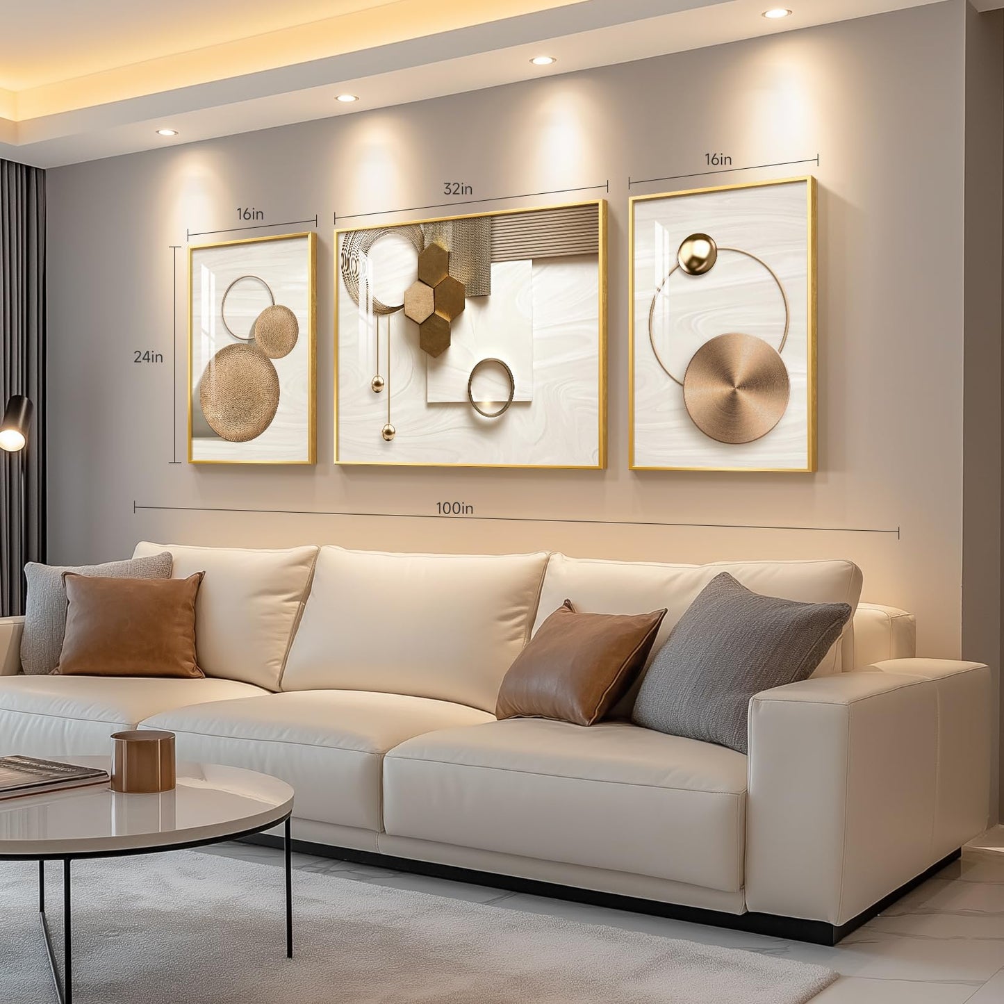 Black & Gold Abstract Art 3PC