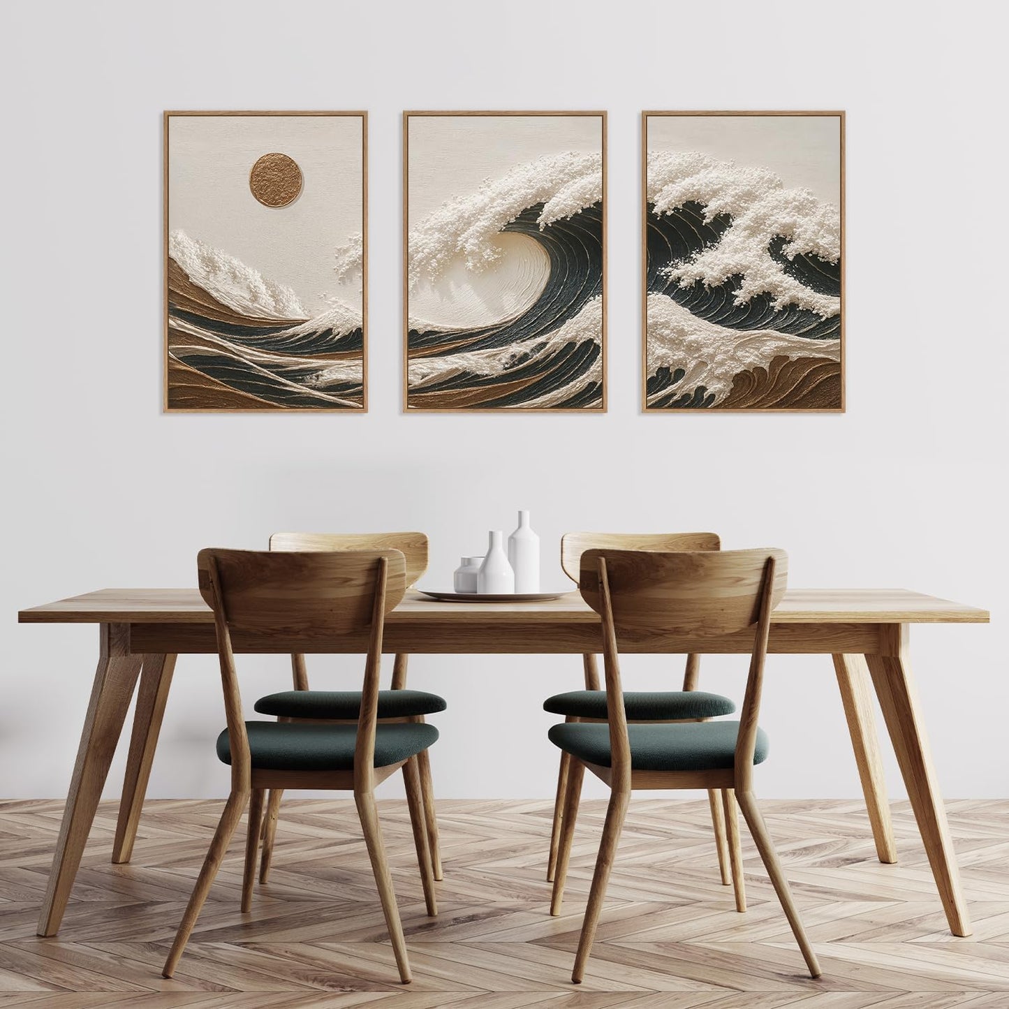 Sea Wave Sunset Wall Art 3PC 16x24in