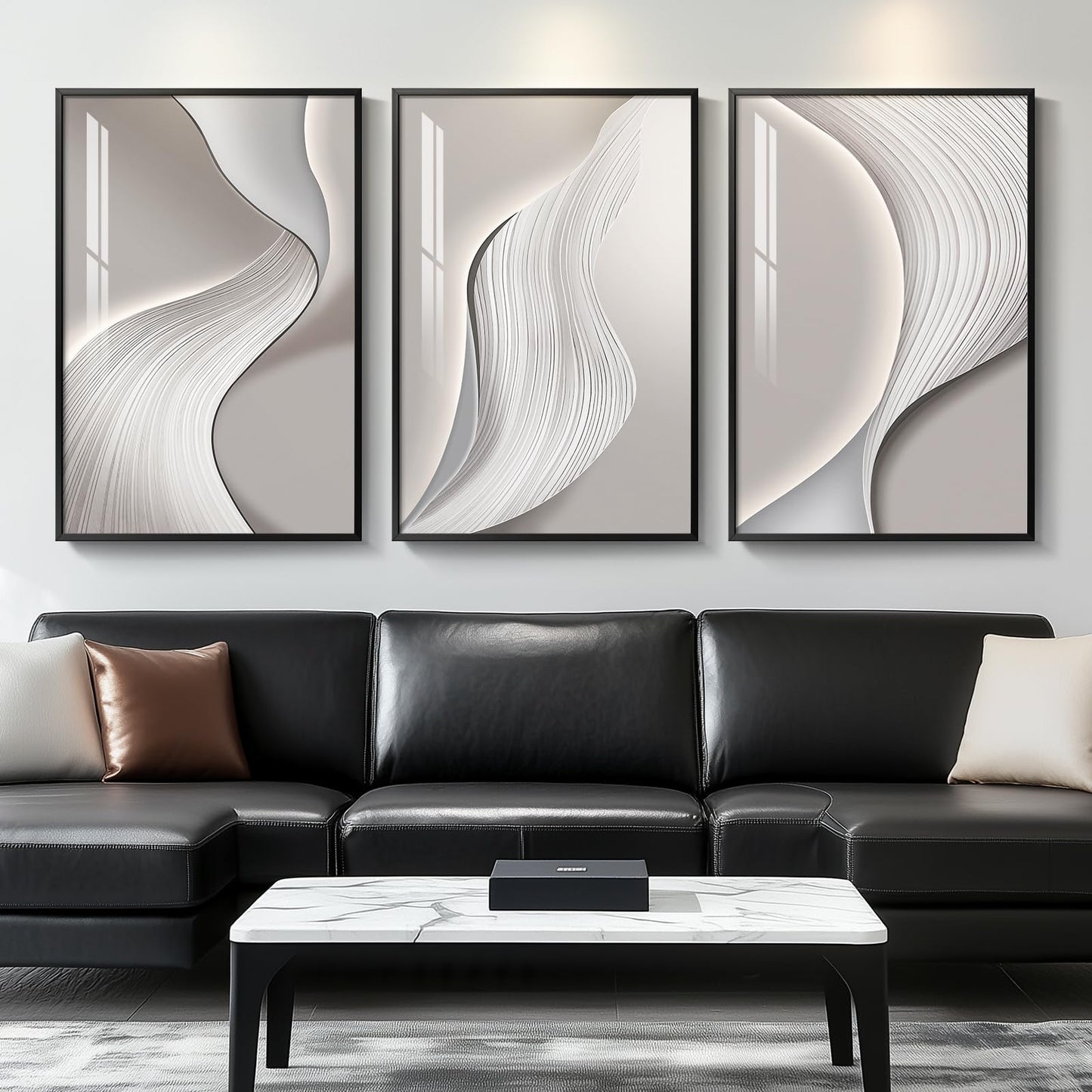 Black & Gold Abstract Art 3PC