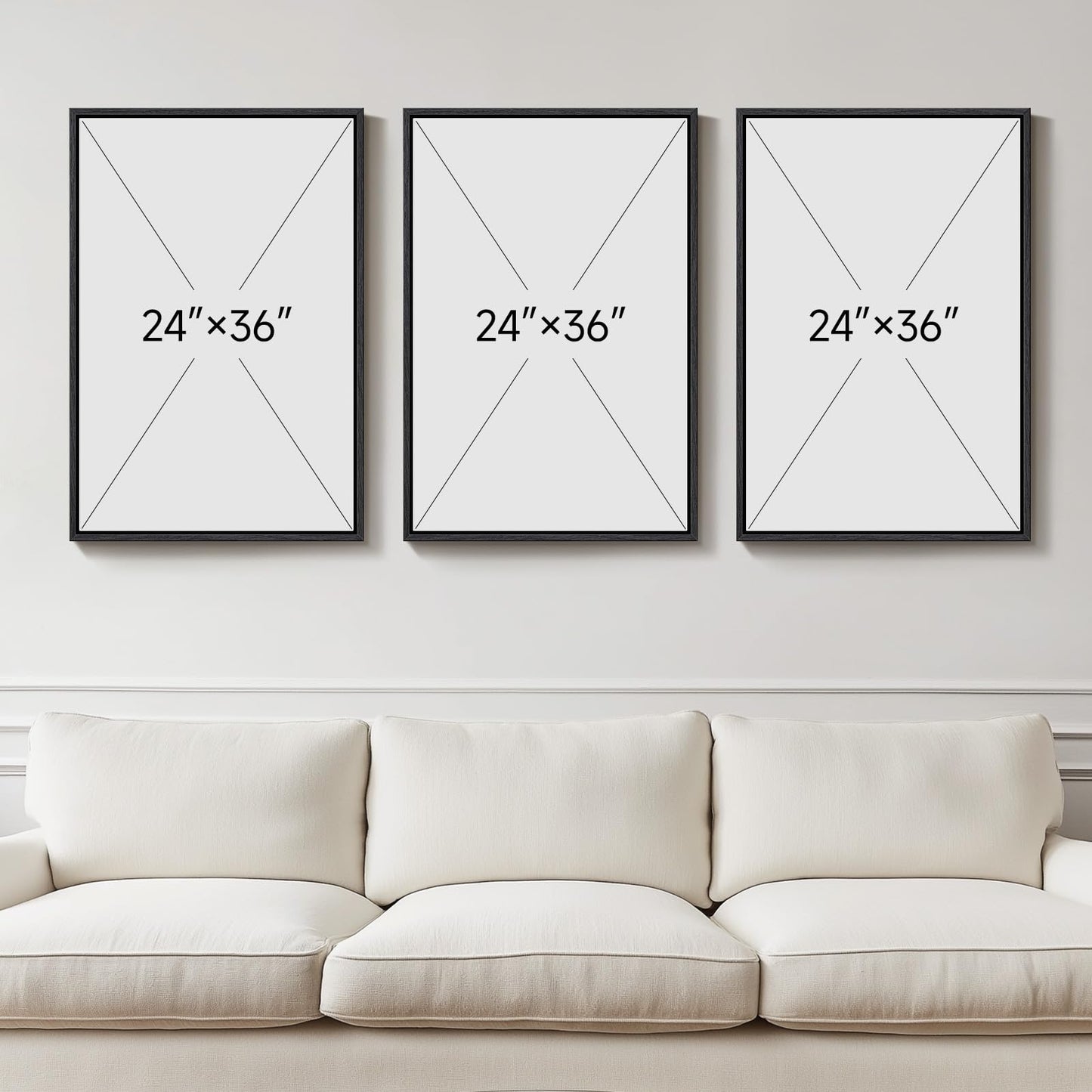 Neutral Abstract Wall Art 3PC 24x36in