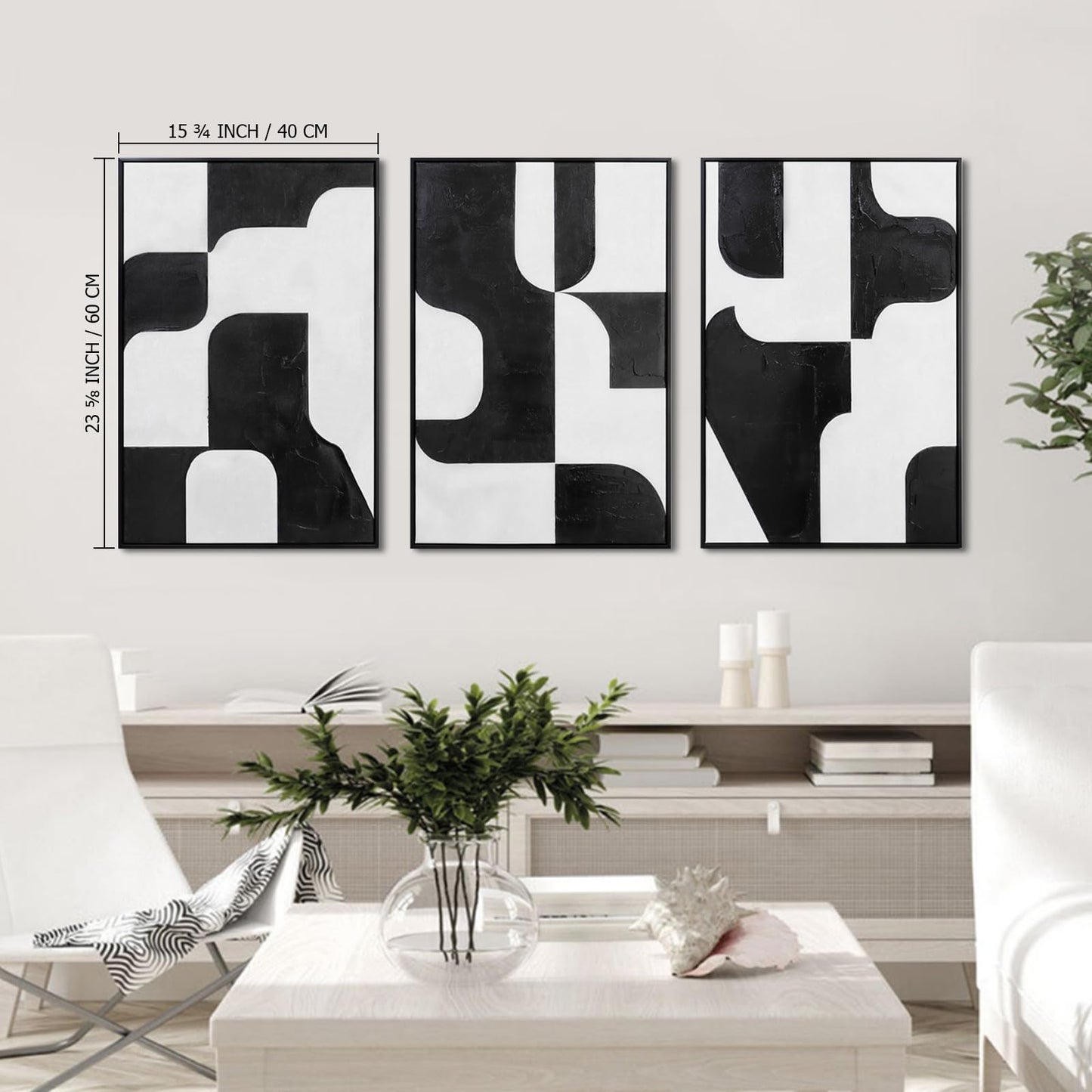 Boho Textured 3D Wall Art 3PC 24x36in