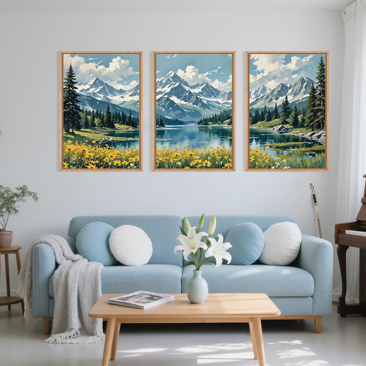 Navy Blue Abstract Wall Art 3PC 24x36in