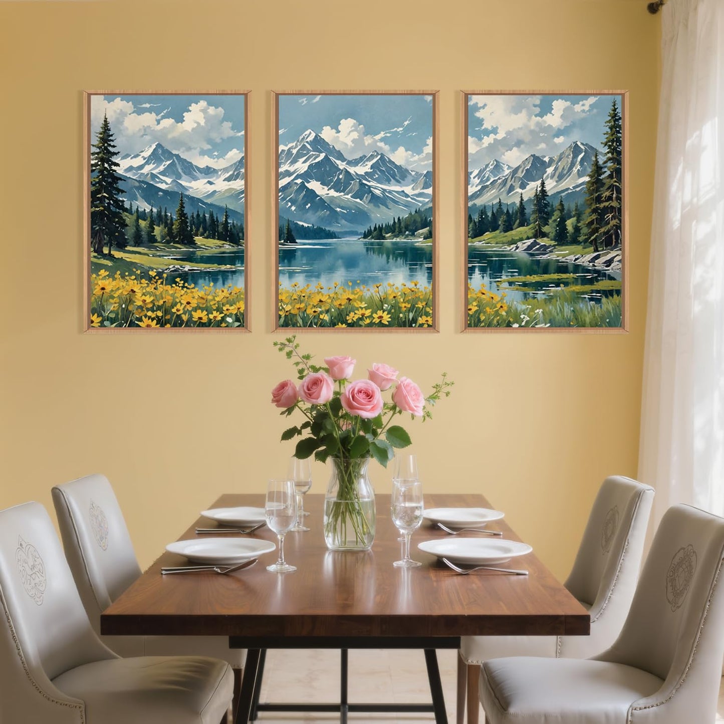 Navy Blue Abstract Wall Art 3PC 24x36in