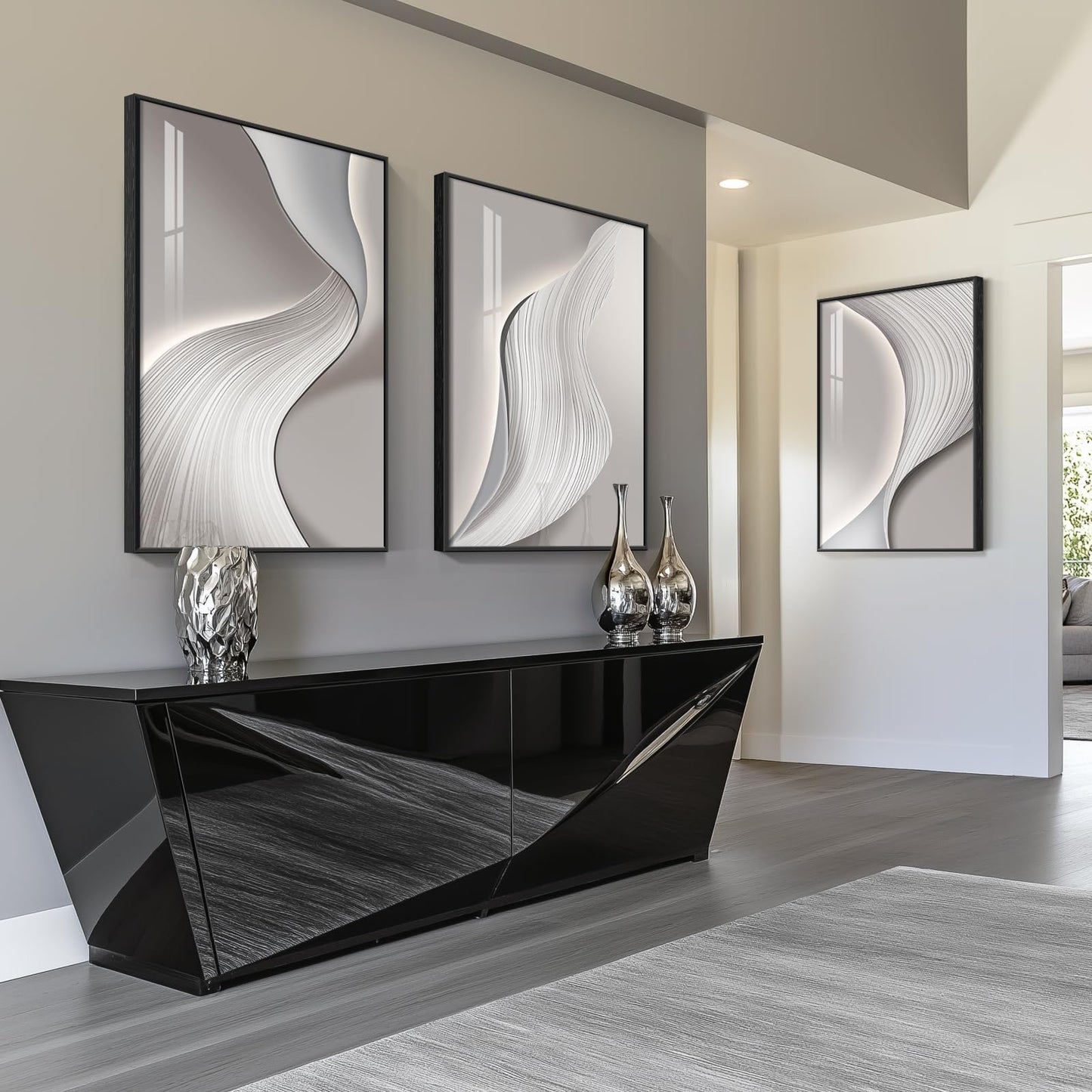Black & Gold Abstract Art 3PC