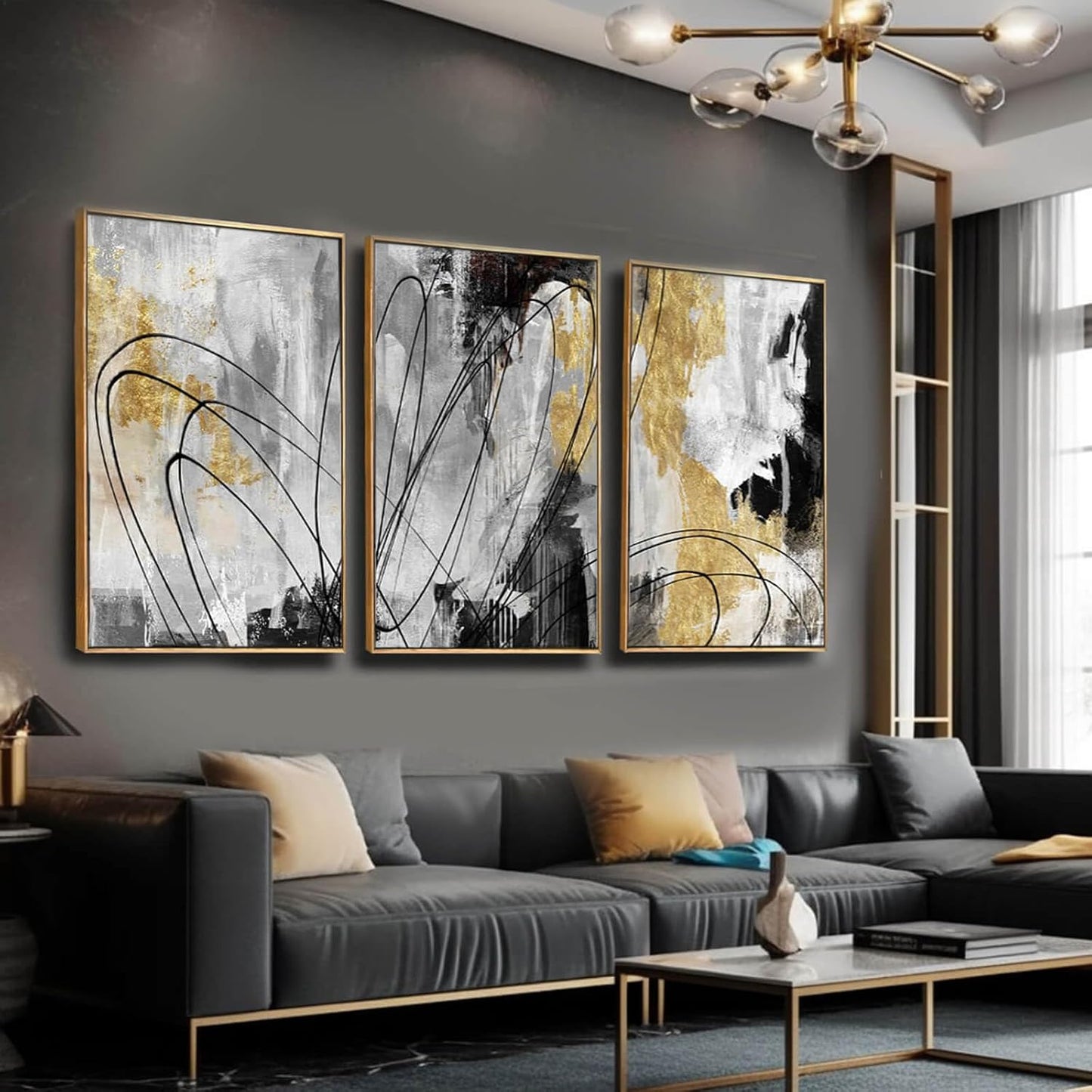 Gold Abstract Wall Art 3PC