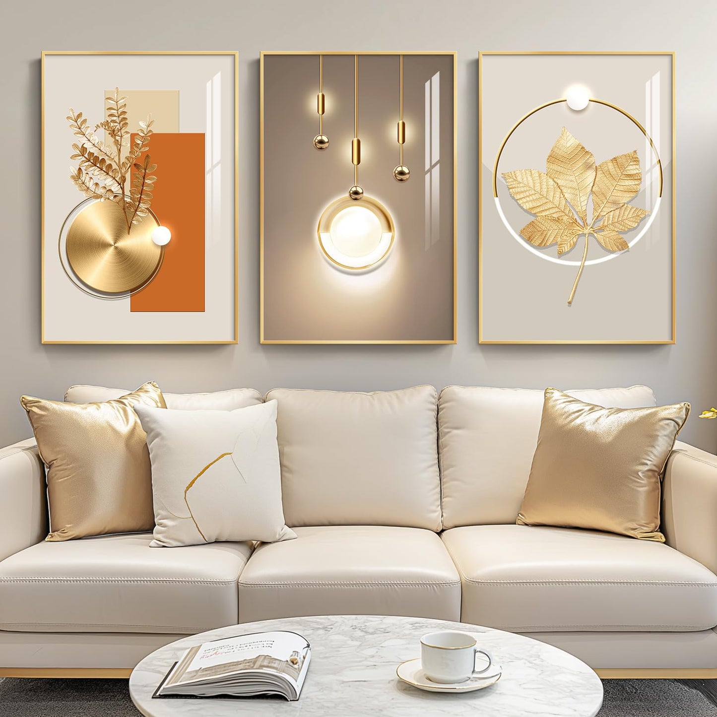 Black & Gold Abstract Art 3PC