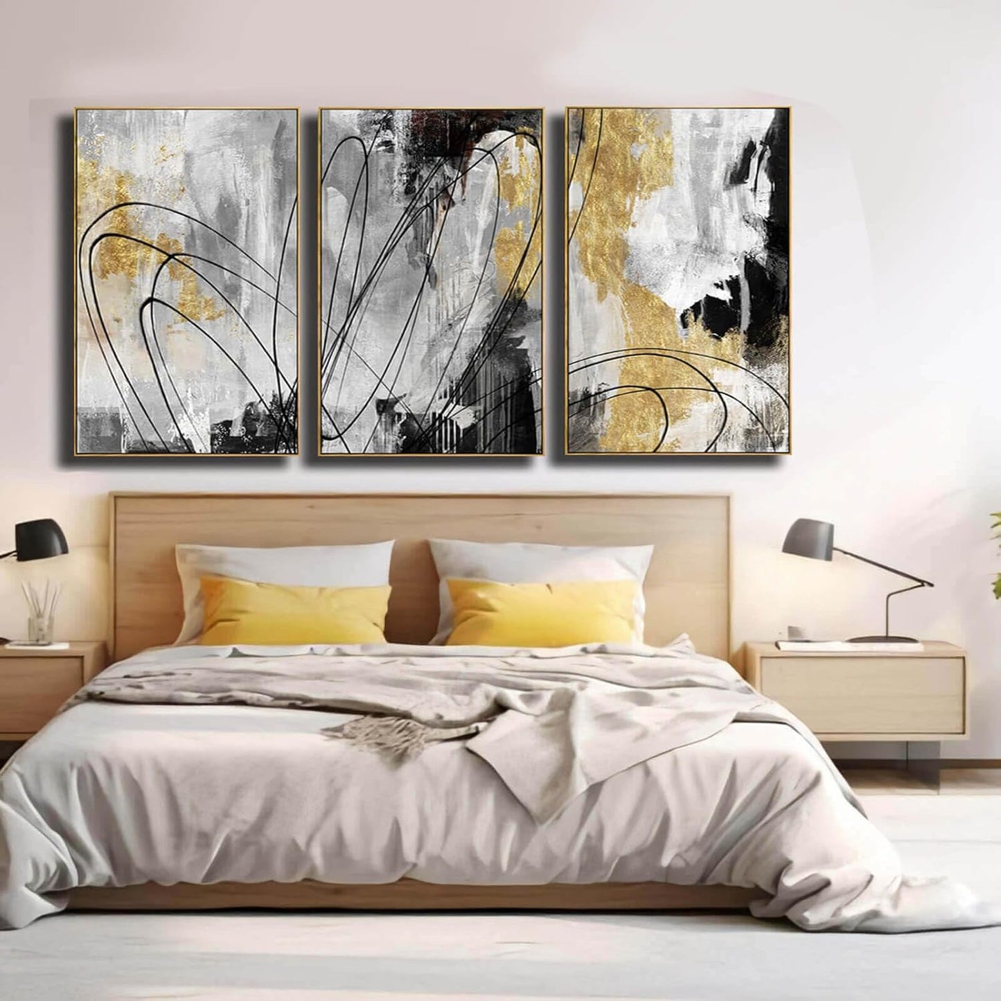 Gold Abstract Wall Art 3PC