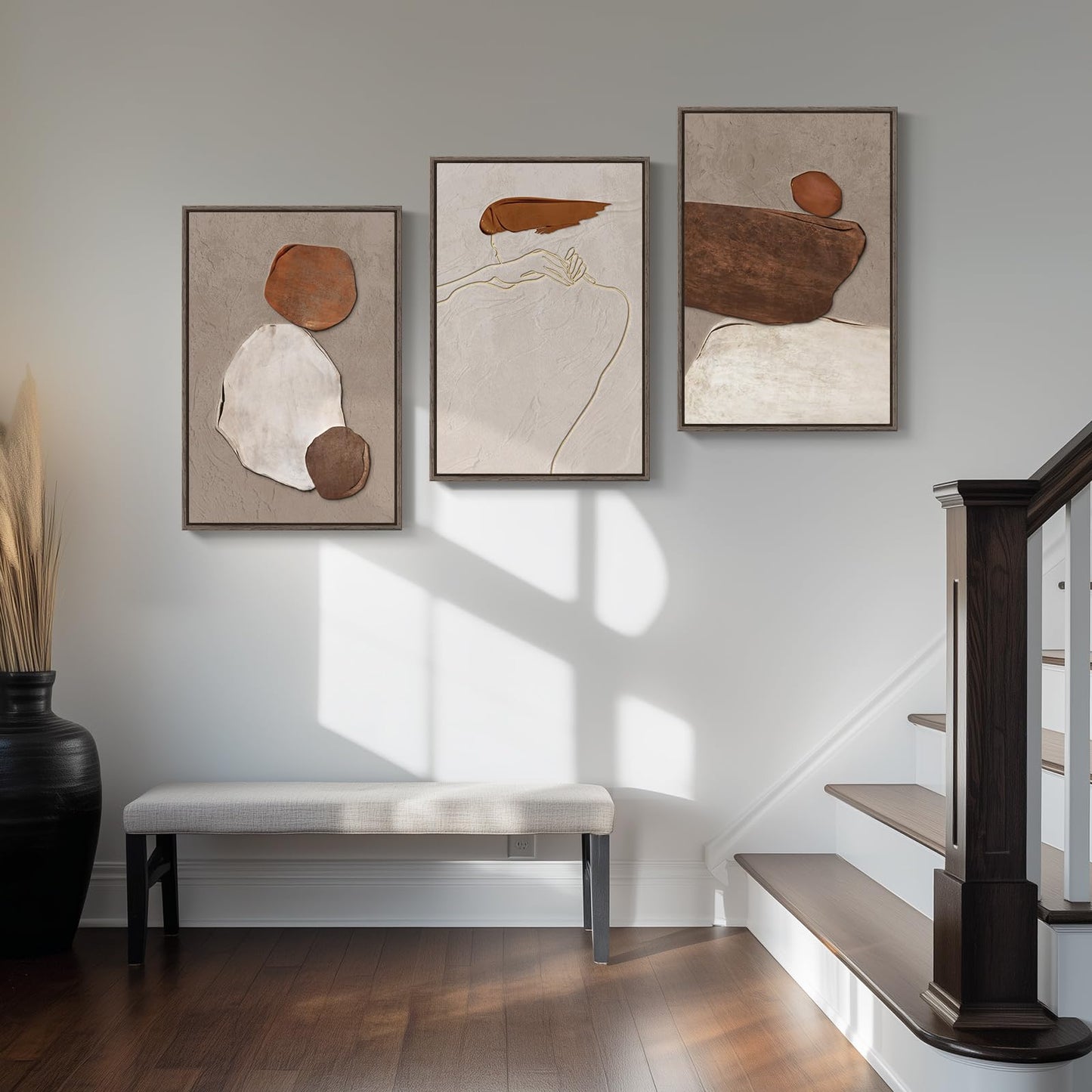 Neutral Abstract Wall Art 3PC 24x36in