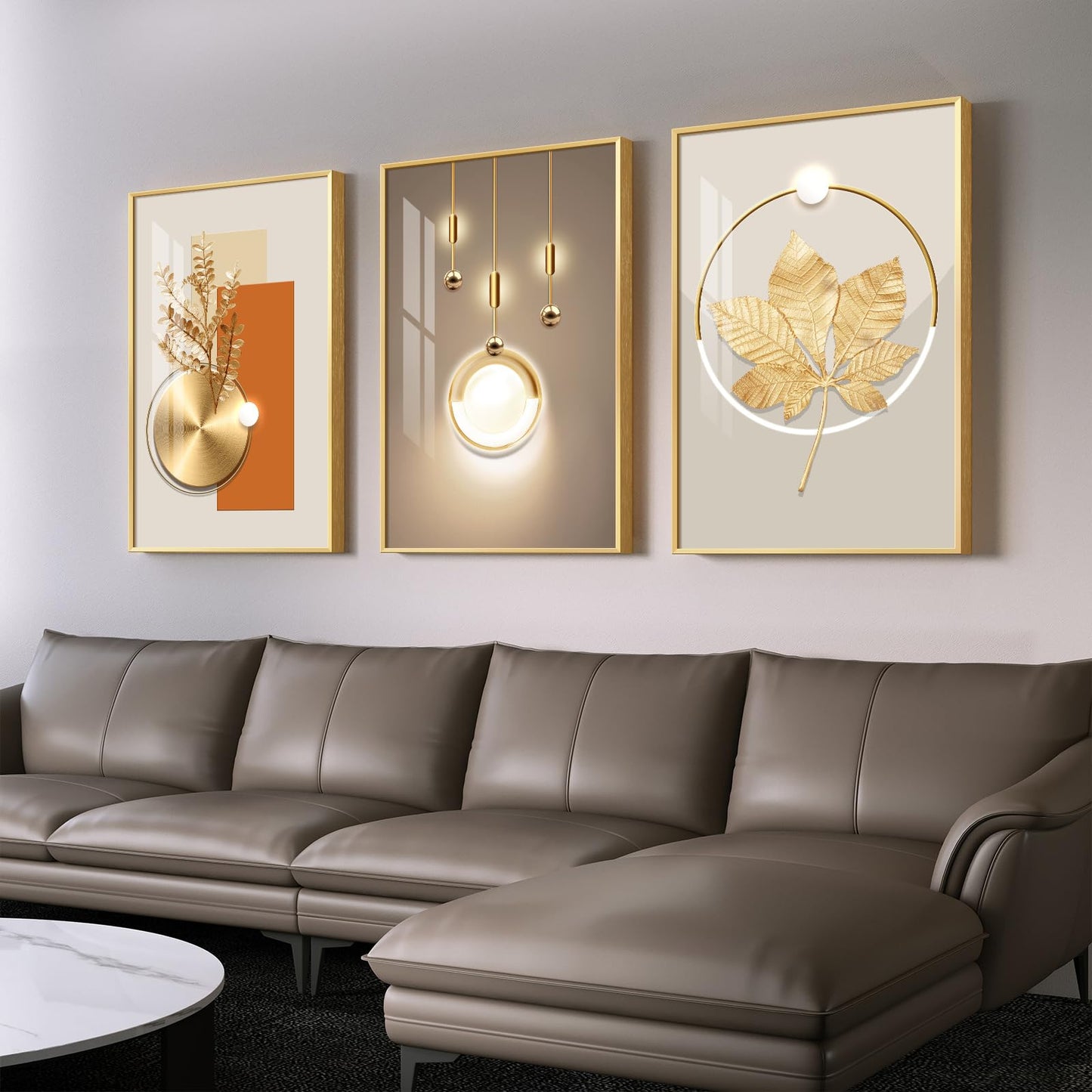 Black & Gold Abstract Art 3PC