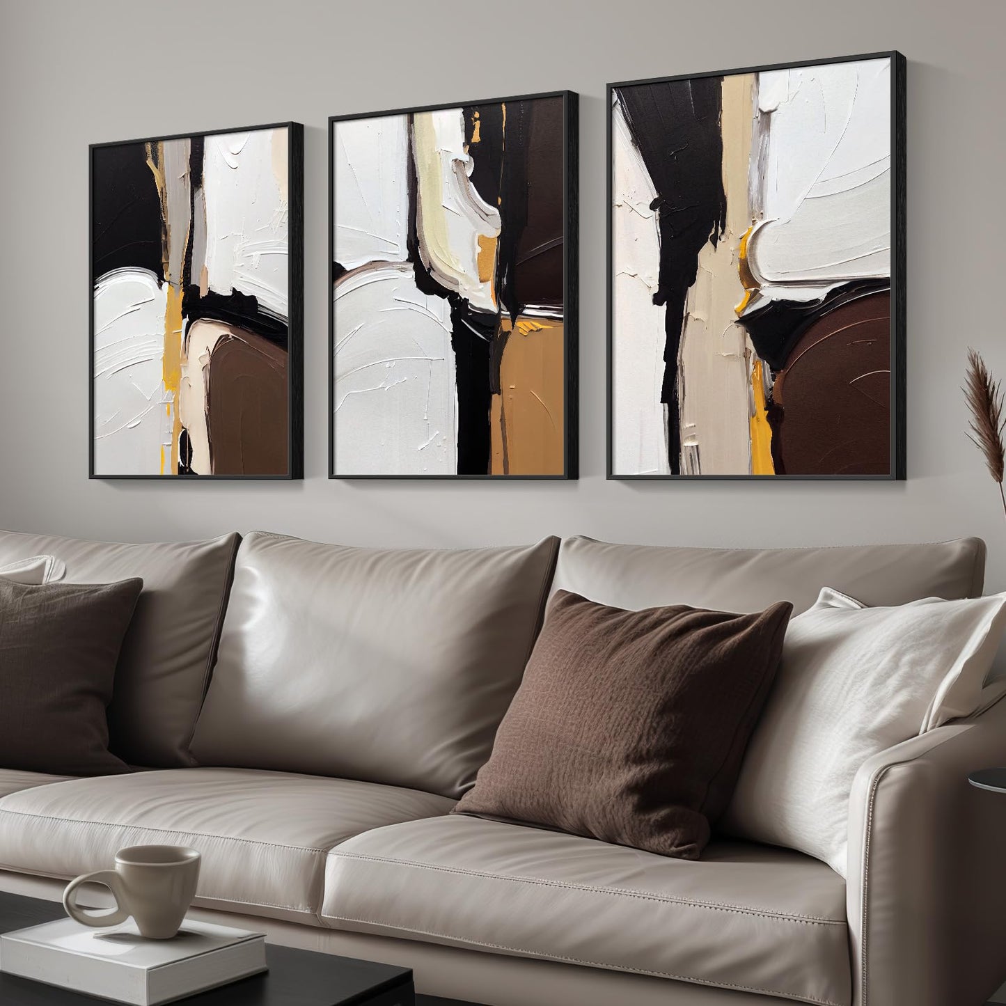 Neutral Abstract Wall Art 3PC 24x36in