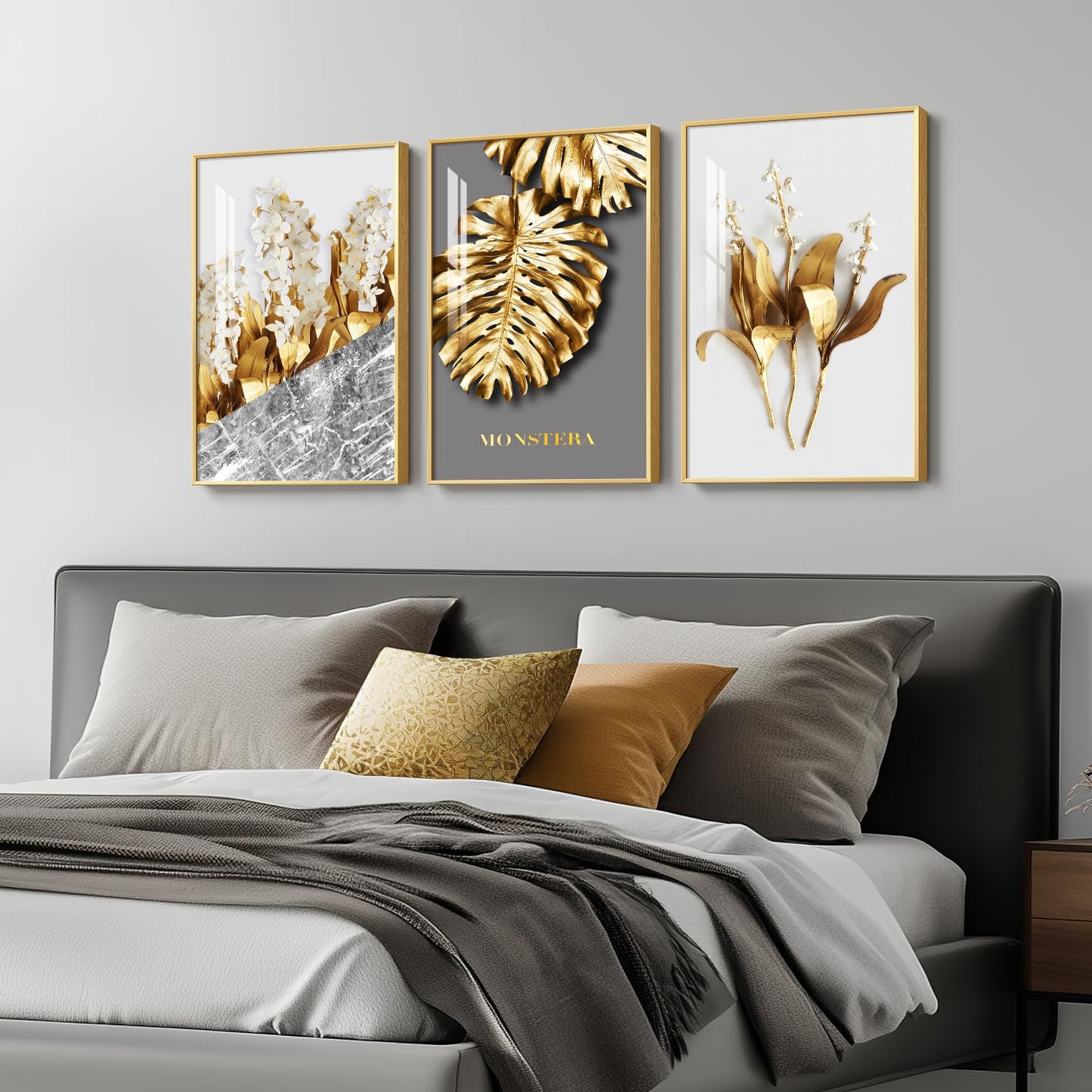 Black & Gold Abstract Art 3PC
