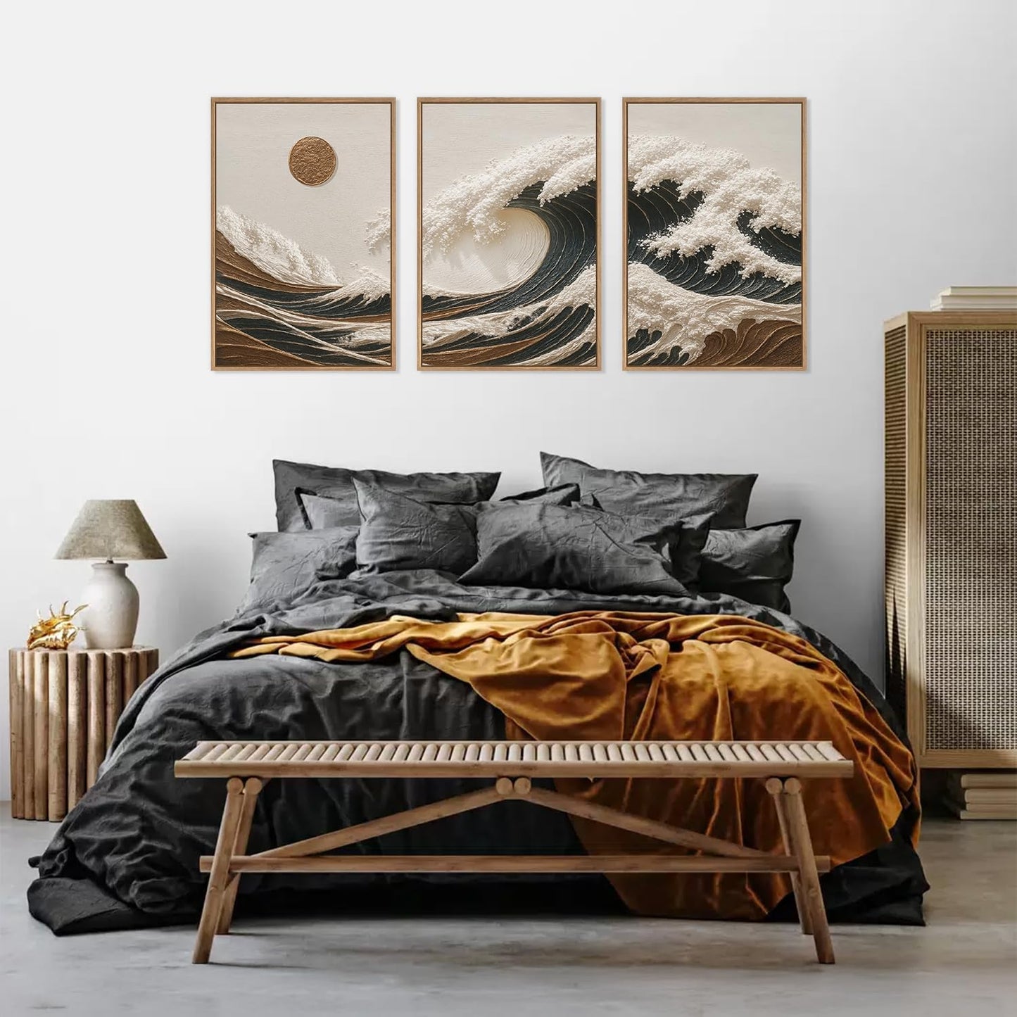 Sea Wave Sunset Wall Art 3PC 16x24in