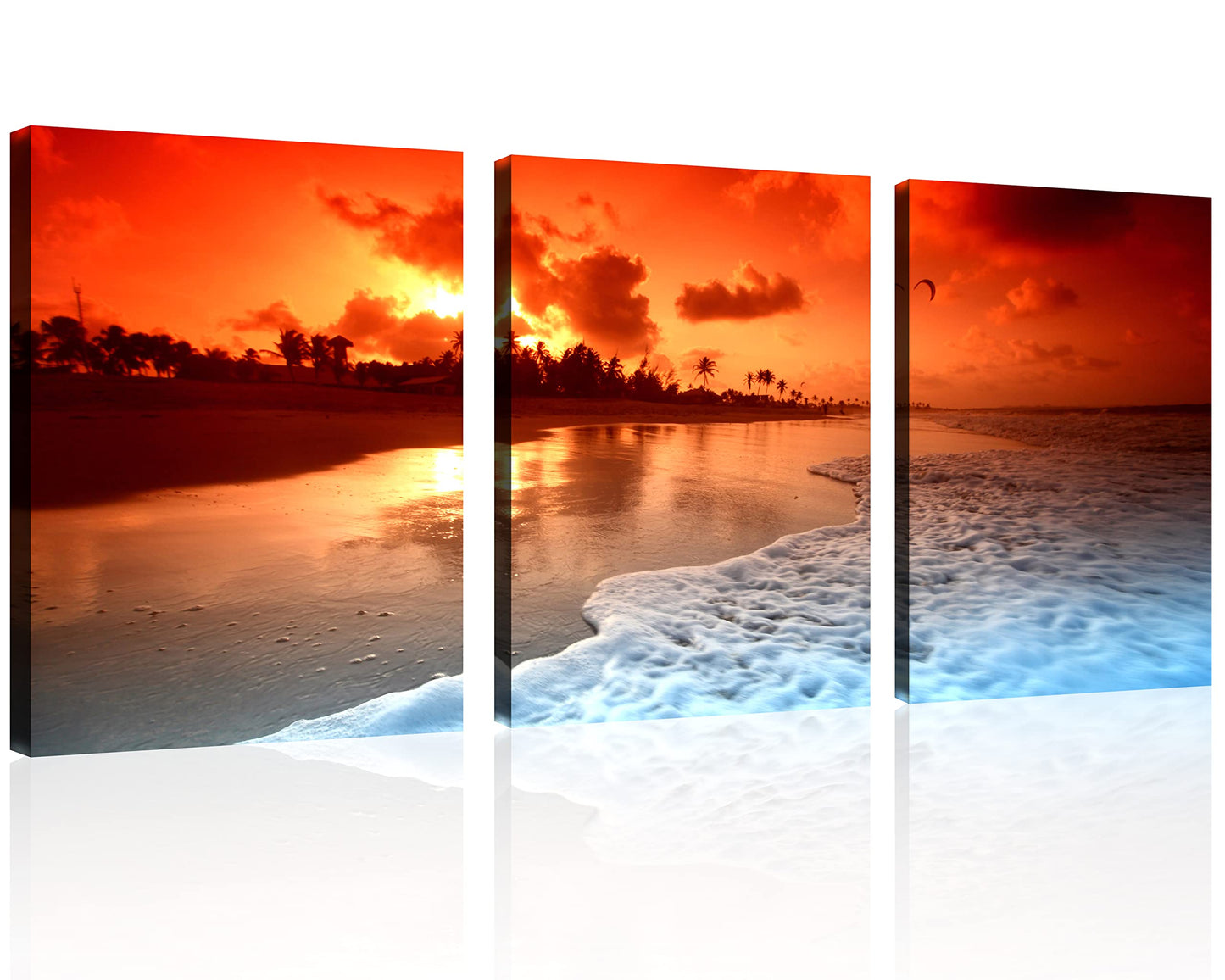 Beach Canvas Wall Art โ 3 Panel Sunset