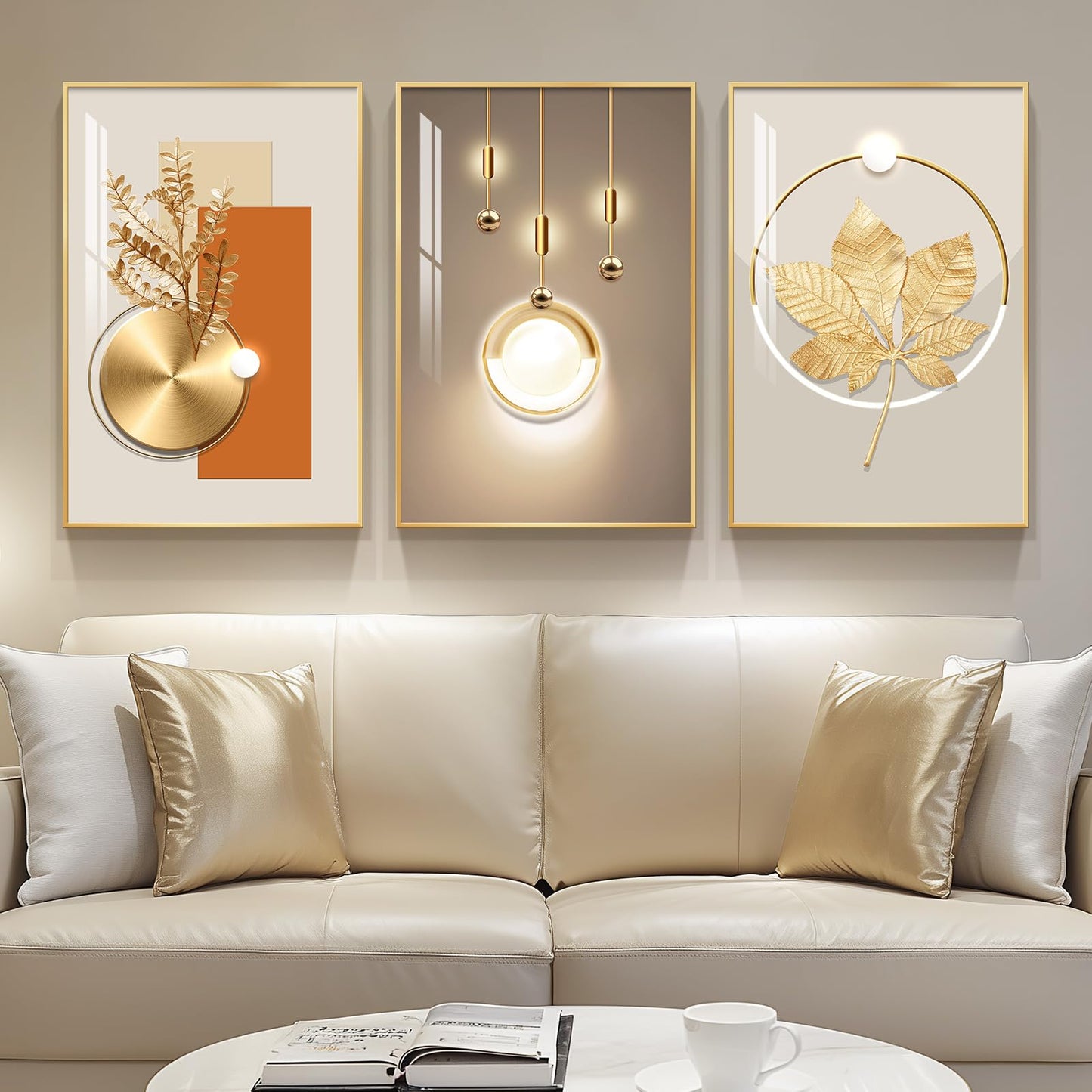 Black & Gold Abstract Art 3PC