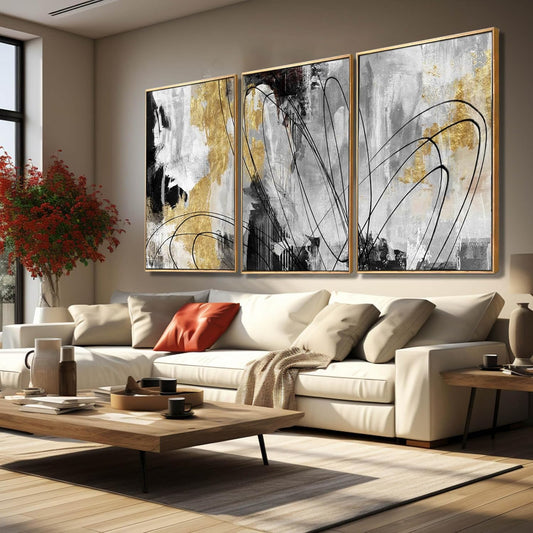 Gold Abstract Wall Art 3PC