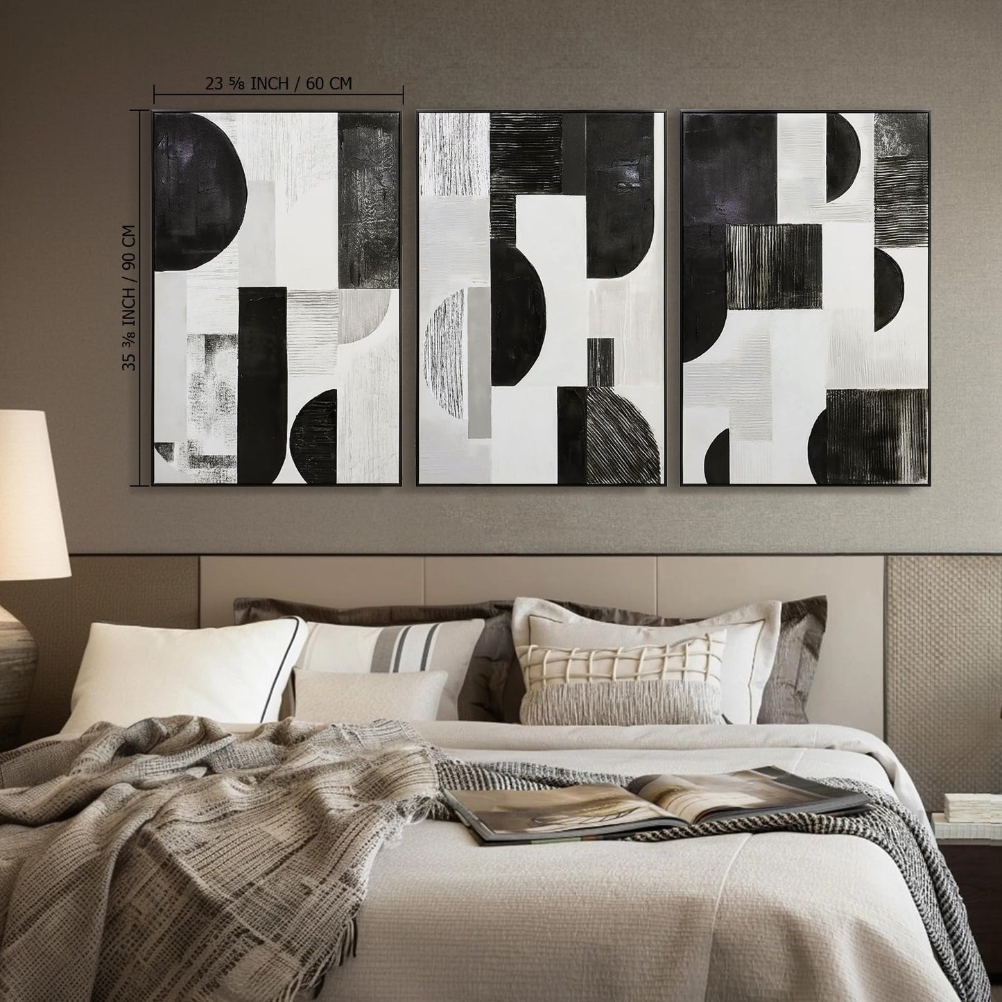 Boho Textured 3D Wall Art 3PC 24x36in