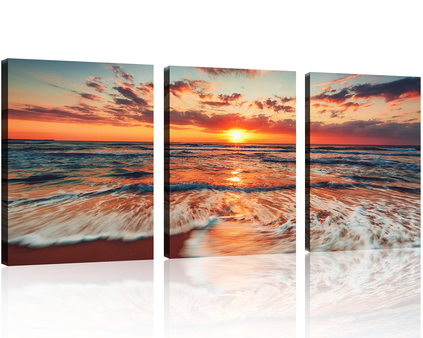 Beach Canvas Wall Art โ 3 Panel Sunset