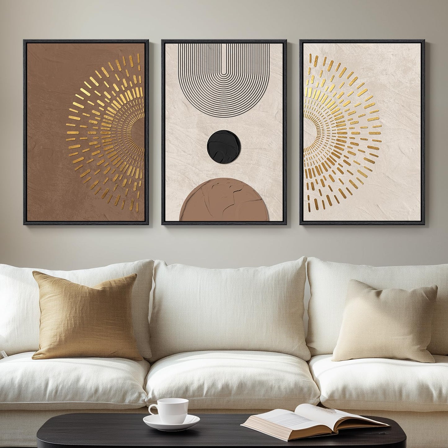 Neutral Abstract Wall Art 3PC 24x36in