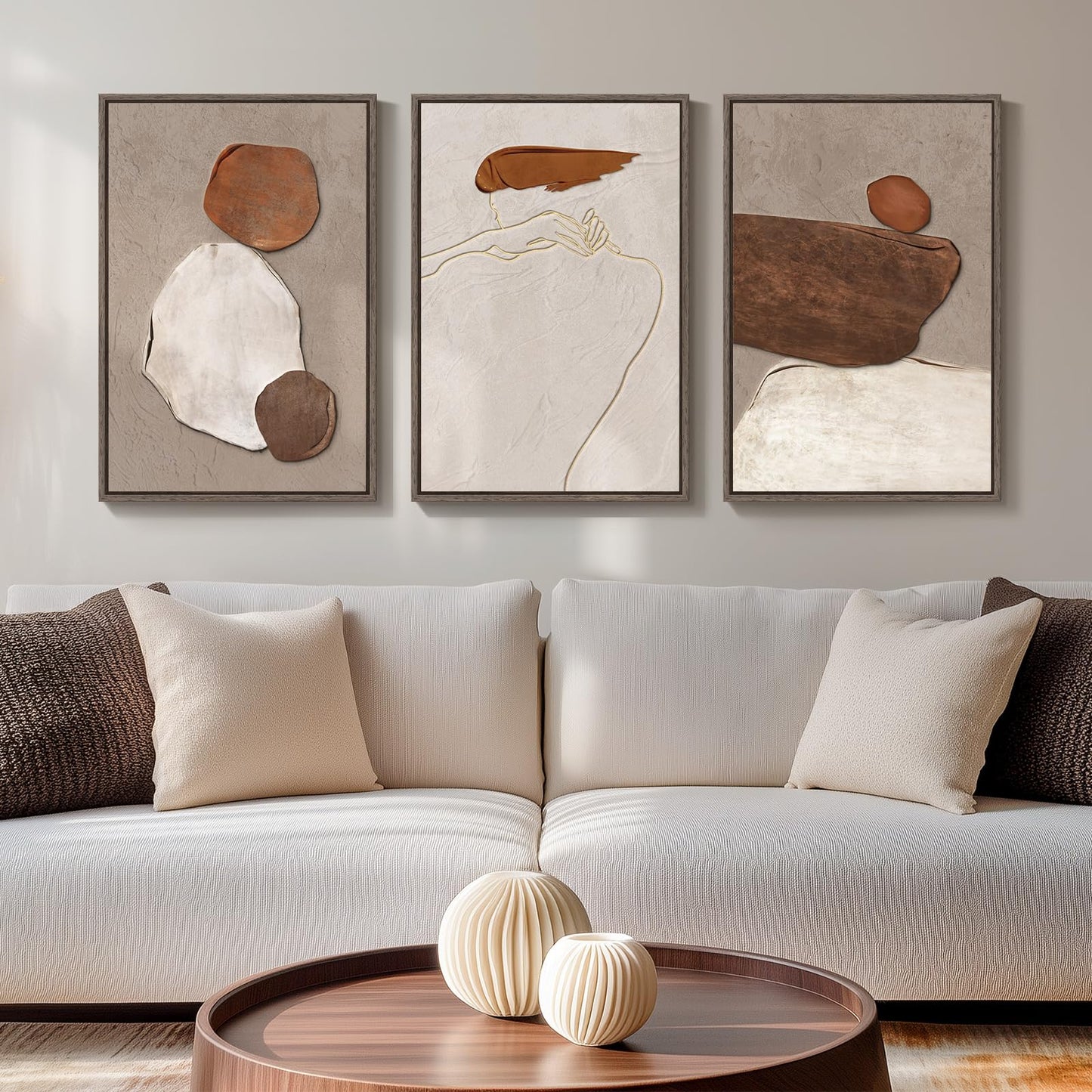 Neutral Abstract Wall Art 3PC 24x36in