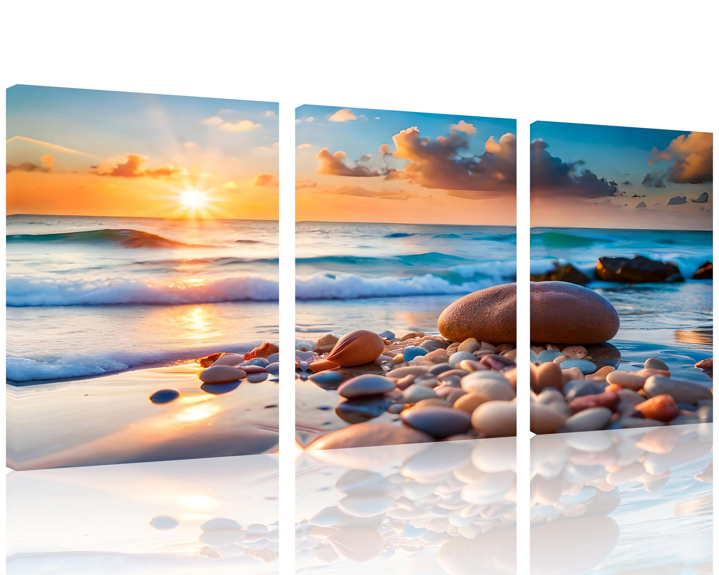 Beach Canvas Wall Art โ 3 Panel Sunset