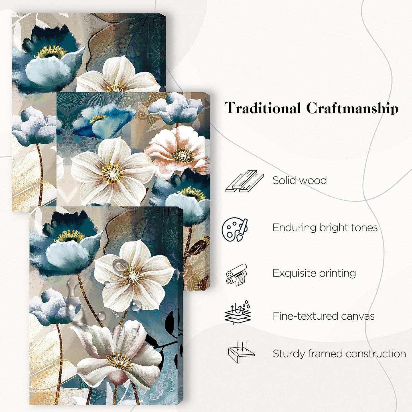 3 Pcs Lotus Flower Wall Art – 12x16in