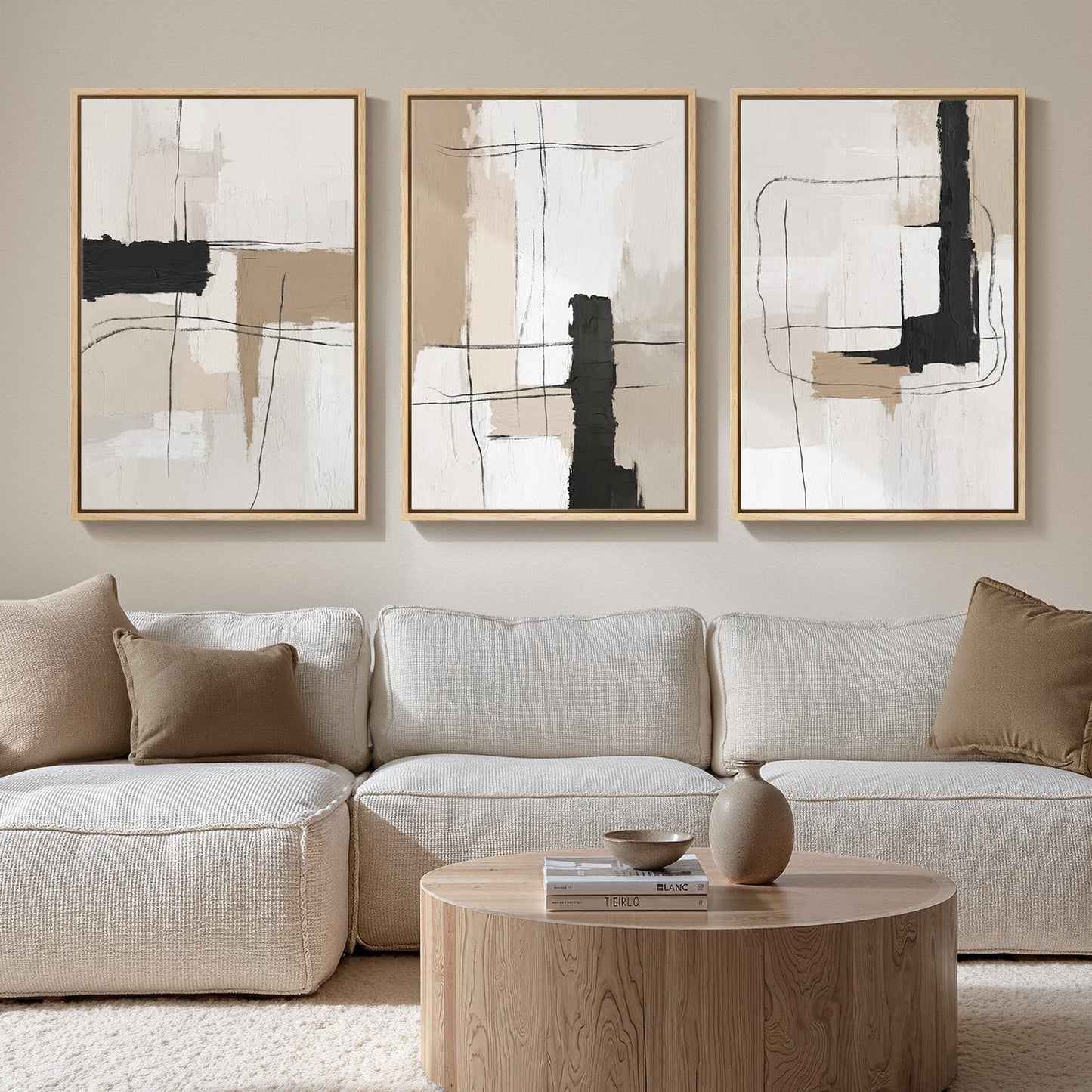 Neutral Abstract Wall Art 3PC 24x36in