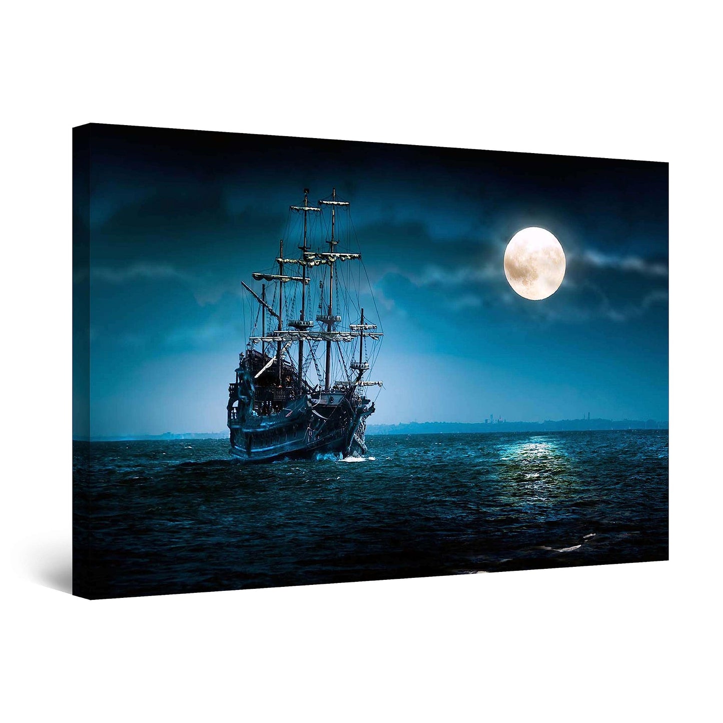 Ship & Moon Canvas Wall Art – 32x48in
