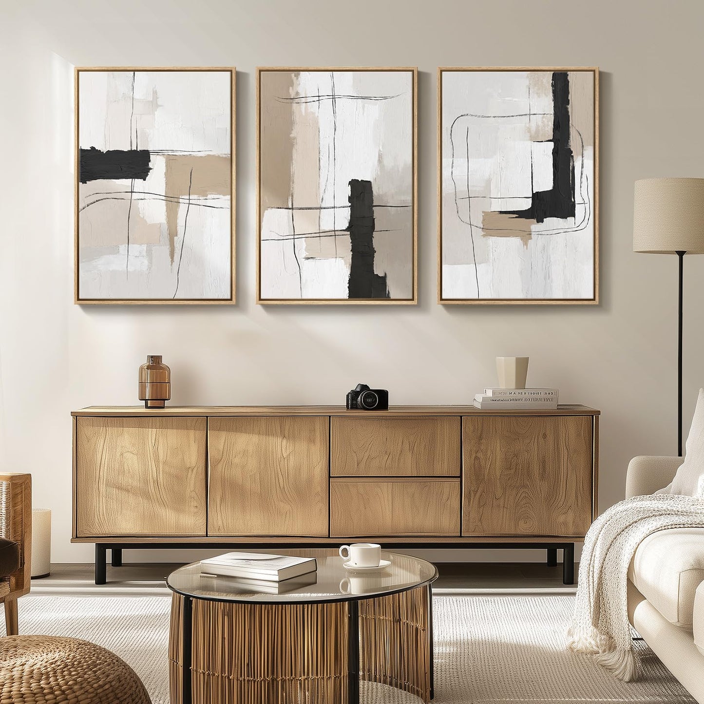 Neutral Abstract Wall Art 3PC 24x36in