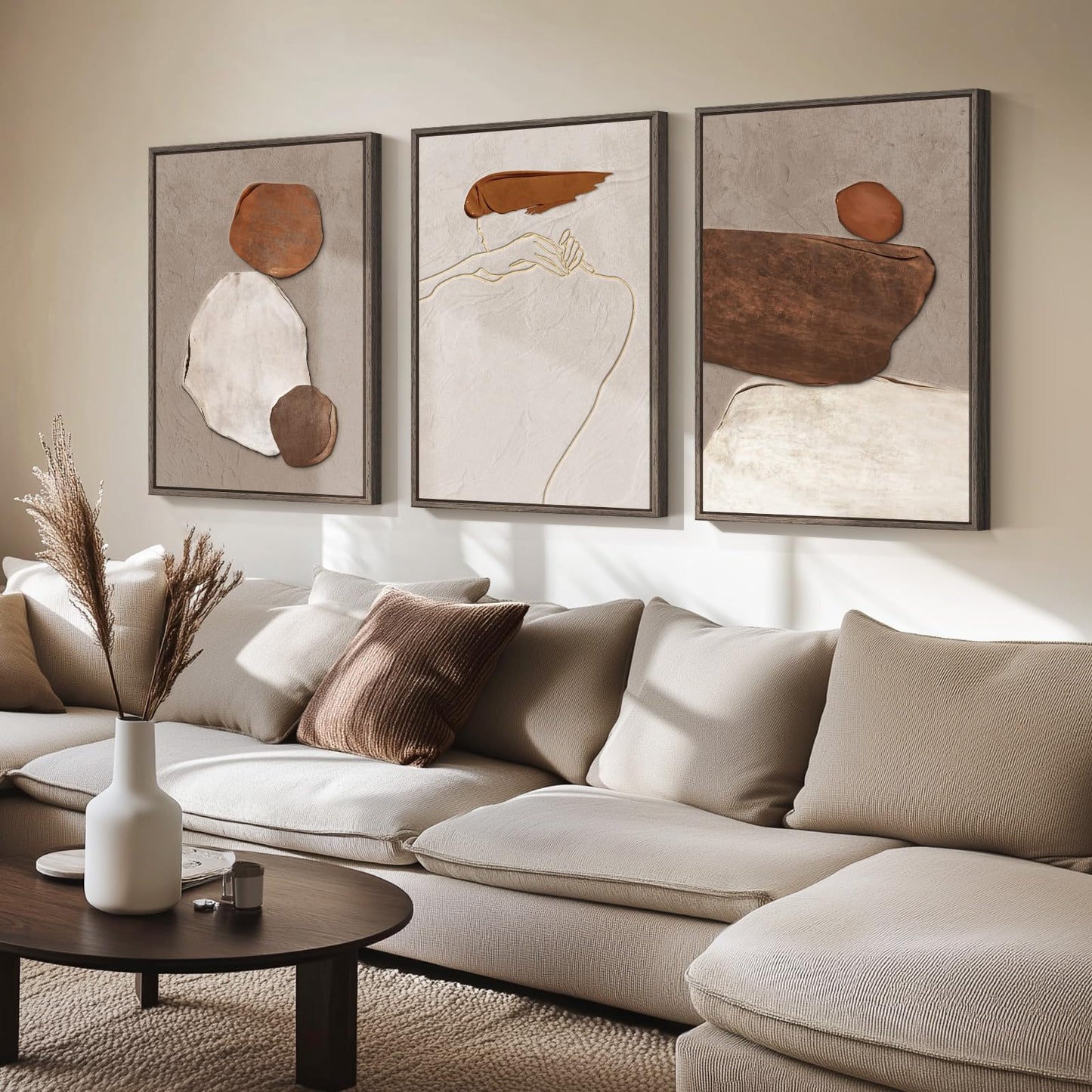 Neutral Abstract Wall Art 3PC 24x36in