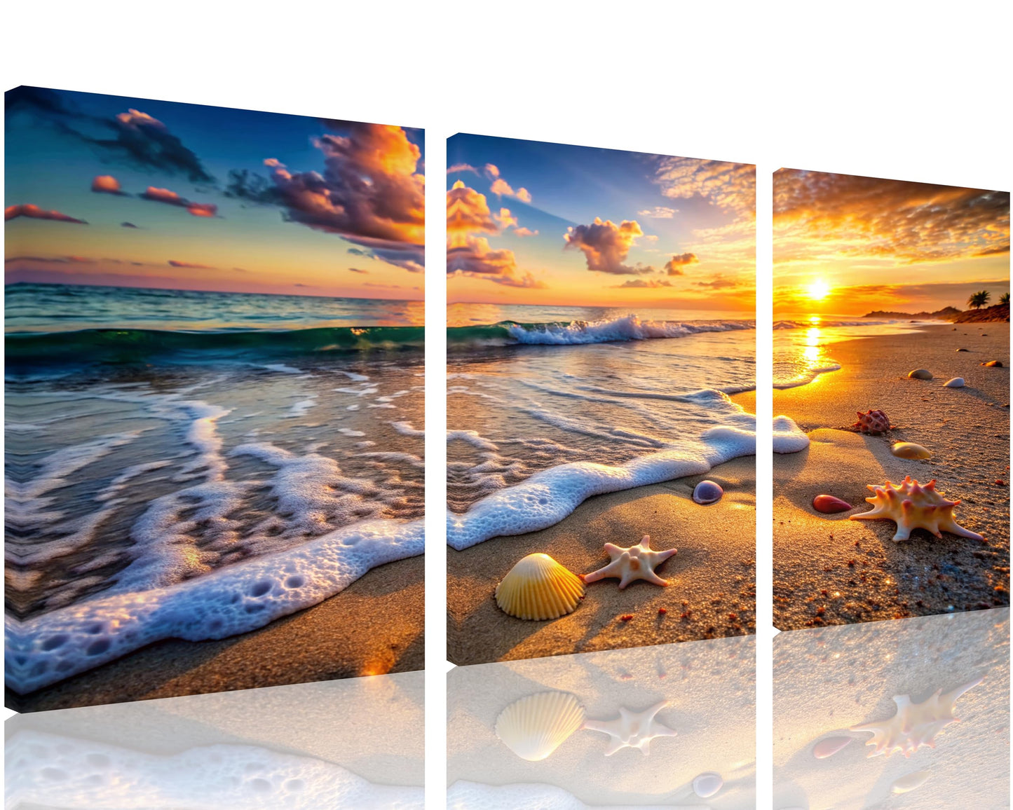 Beach Canvas Wall Art โ 3 Panel Sunset