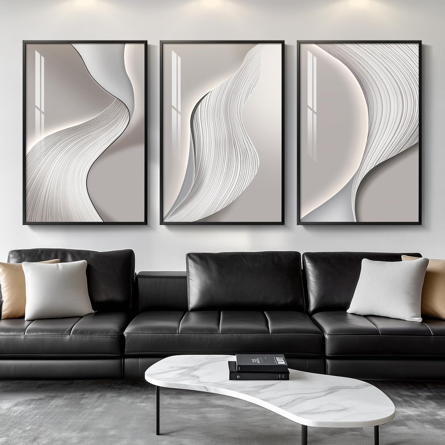 Black & Gold Abstract Art 3PC