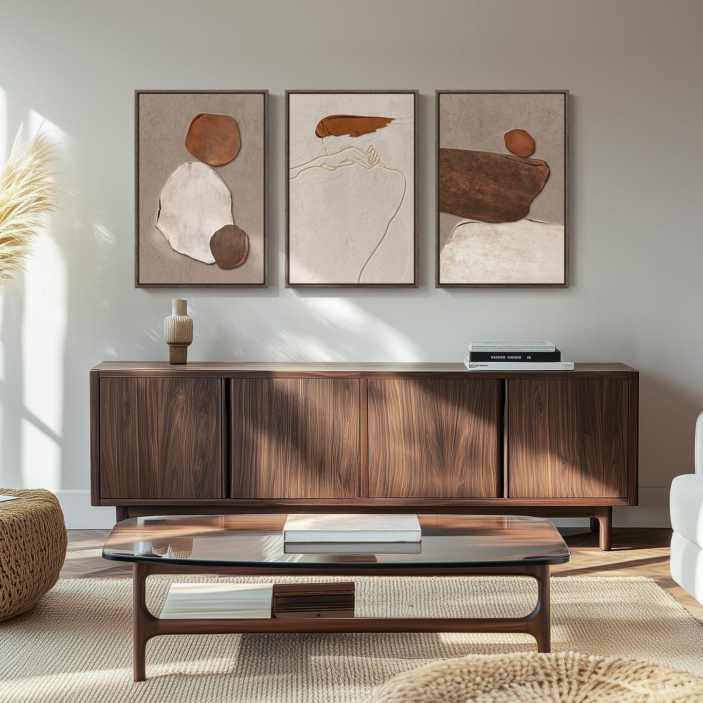 Neutral Abstract Wall Art 3PC 24x36in