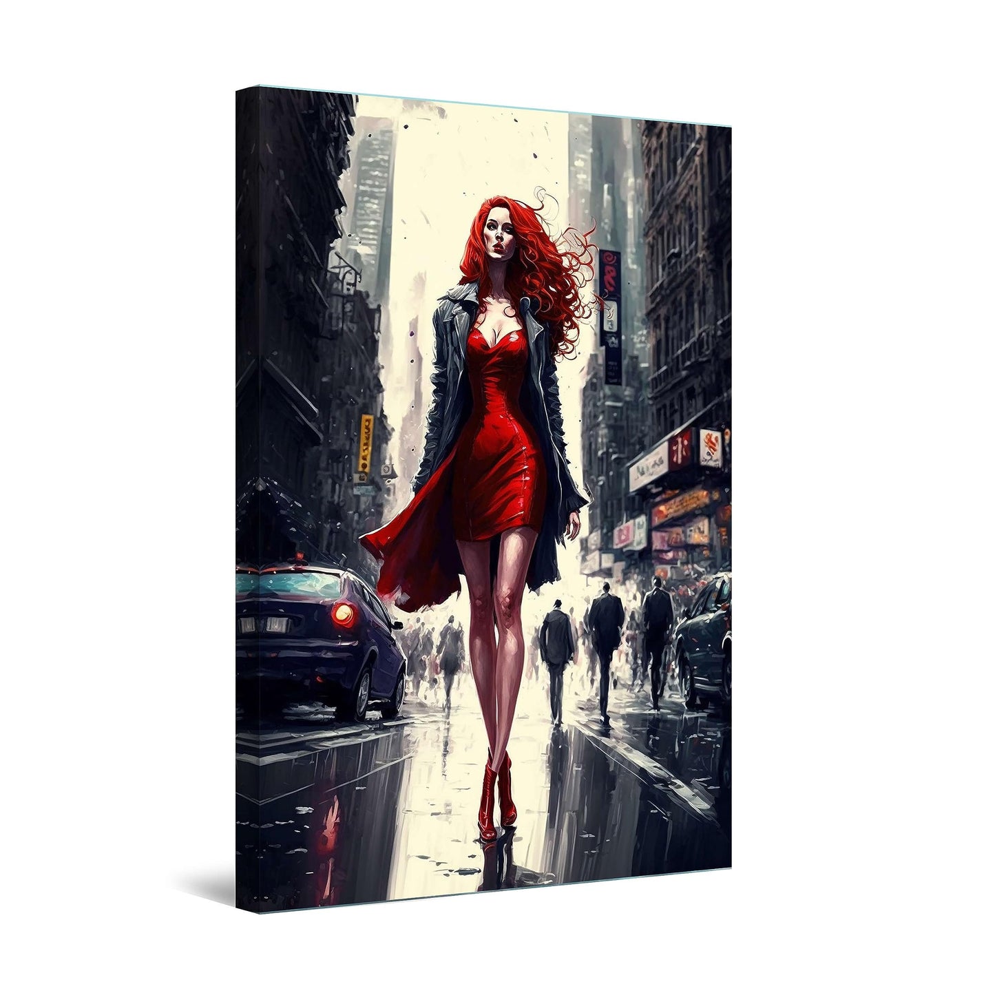 Red Boat Lake Canvas Wall Art 32x48in