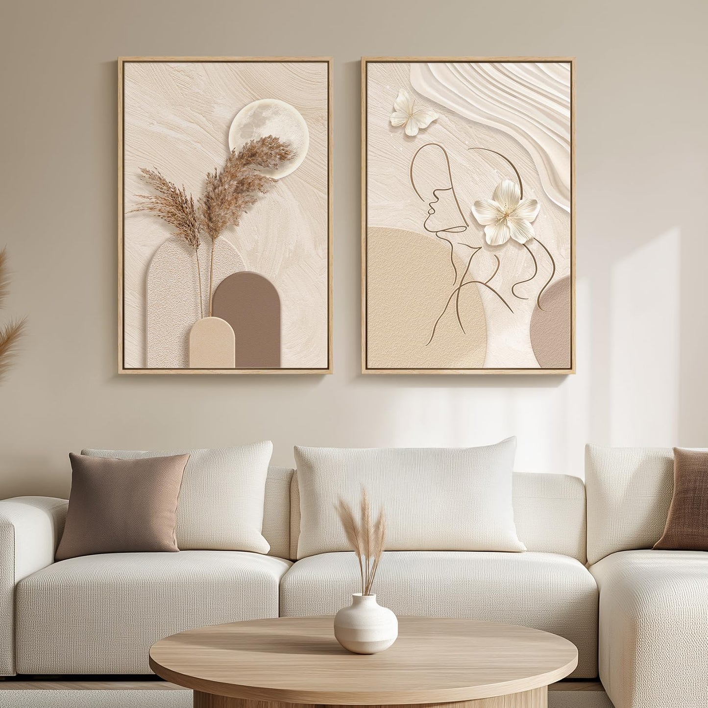 Neutral Abstract Wall Art 2PC
