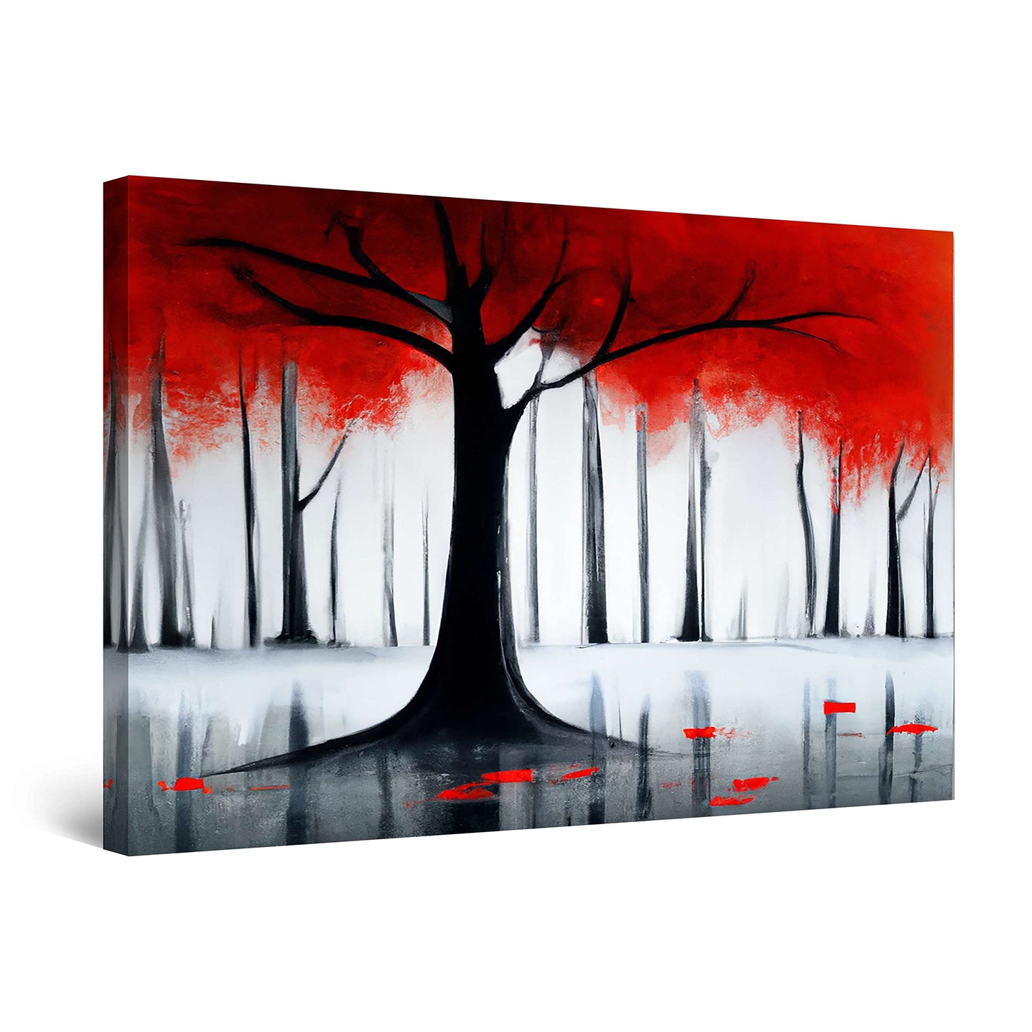 Red Boat Lake Canvas Wall Art 32x48in