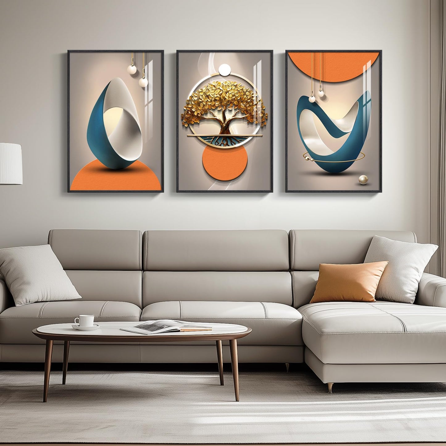 Black & Gold Abstract Art 3PC