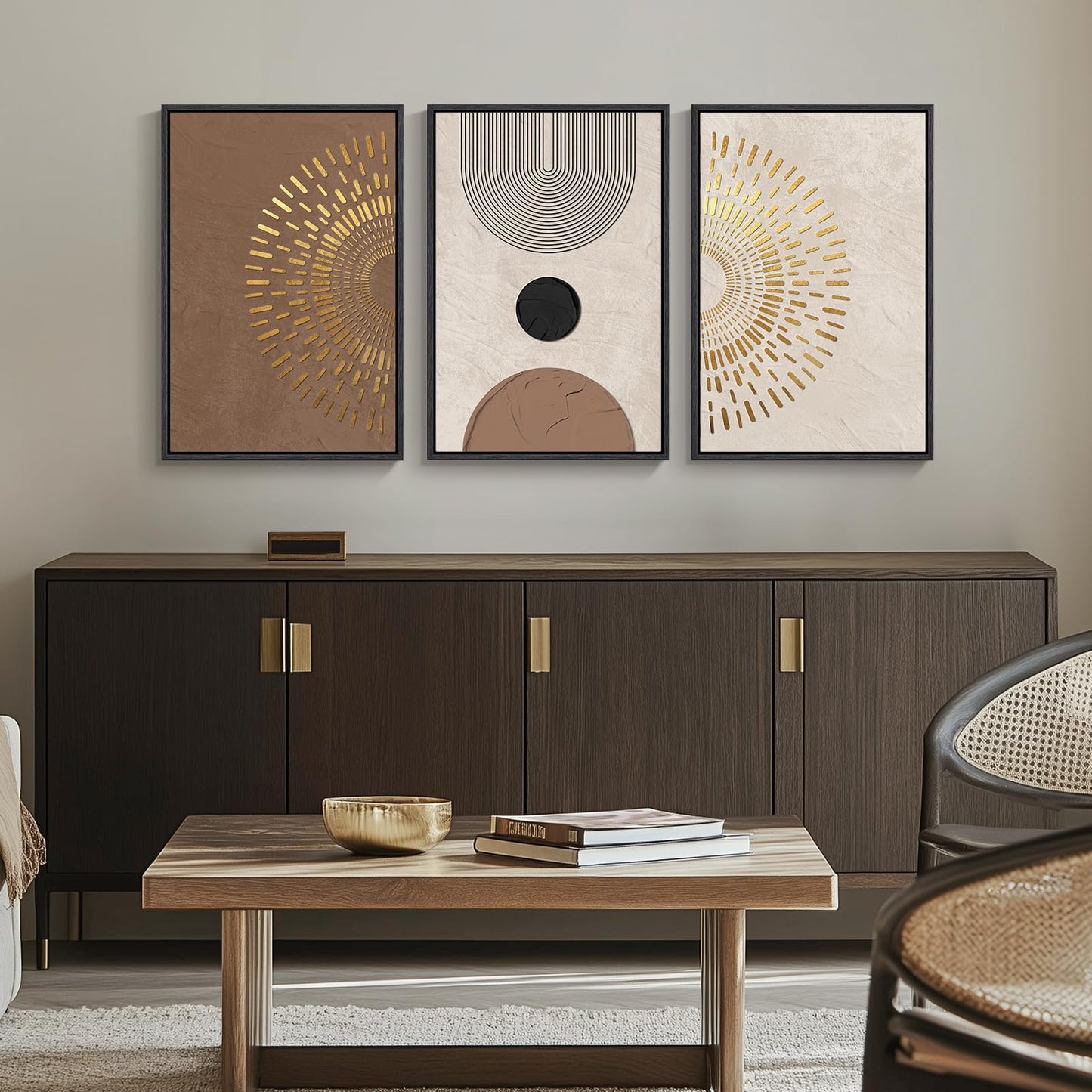 Neutral Abstract Wall Art 3PC 24x36in