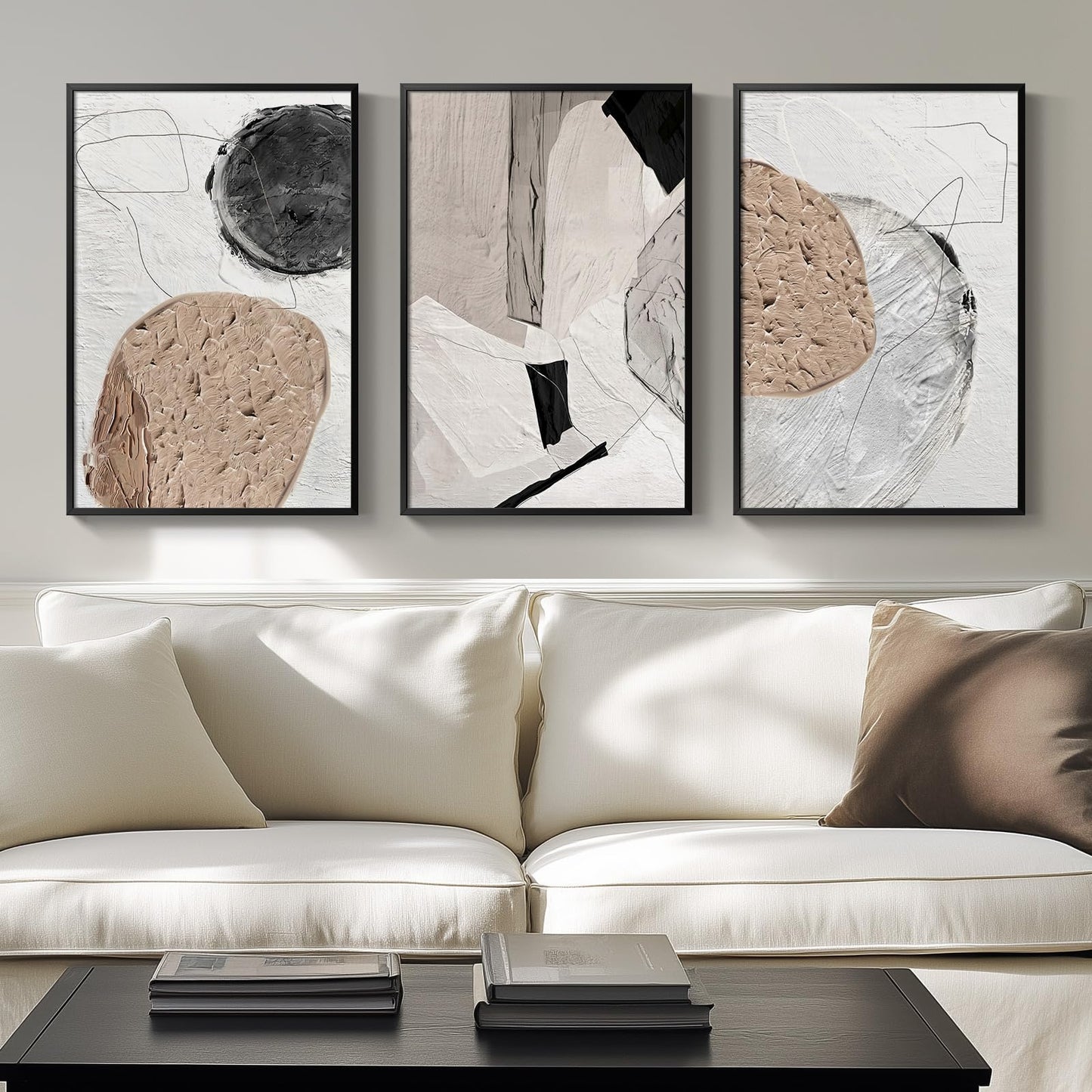 Neutral Abstract Wall Art 3PC 24x36in