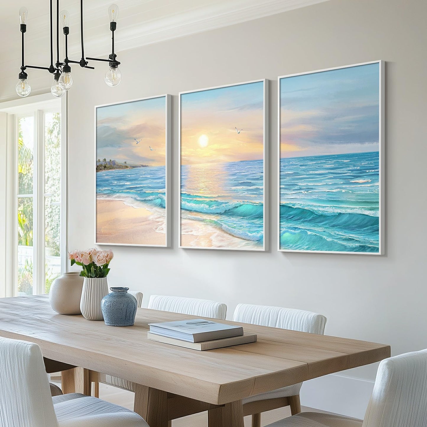 Blue Ocean Beach Wall Art 3PC 24x36in