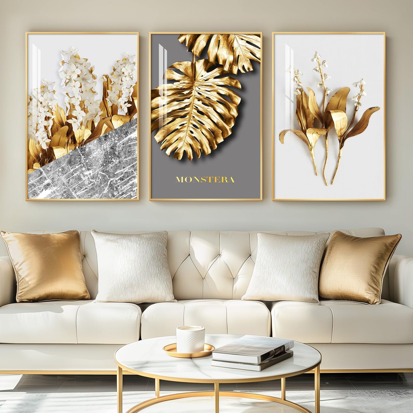 Black & Gold Abstract Art 3PC