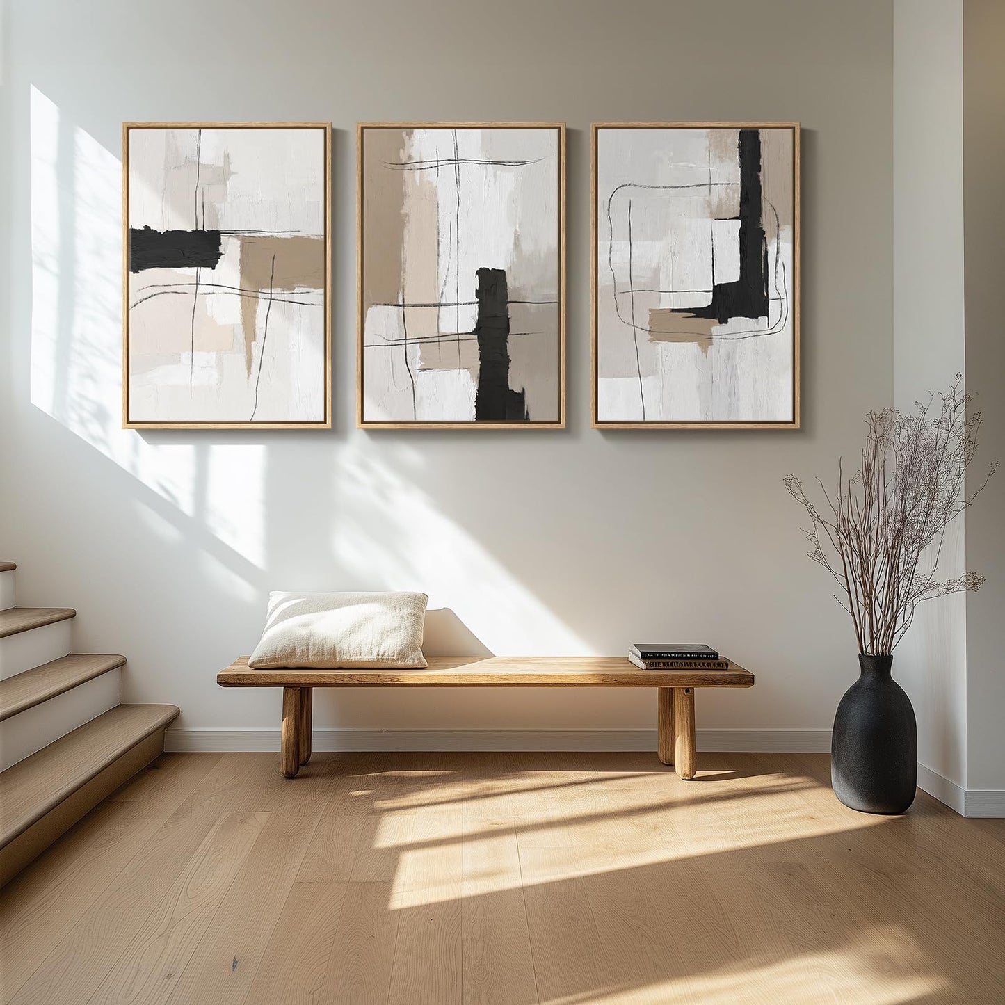 Neutral Abstract Wall Art 3PC 24x36in