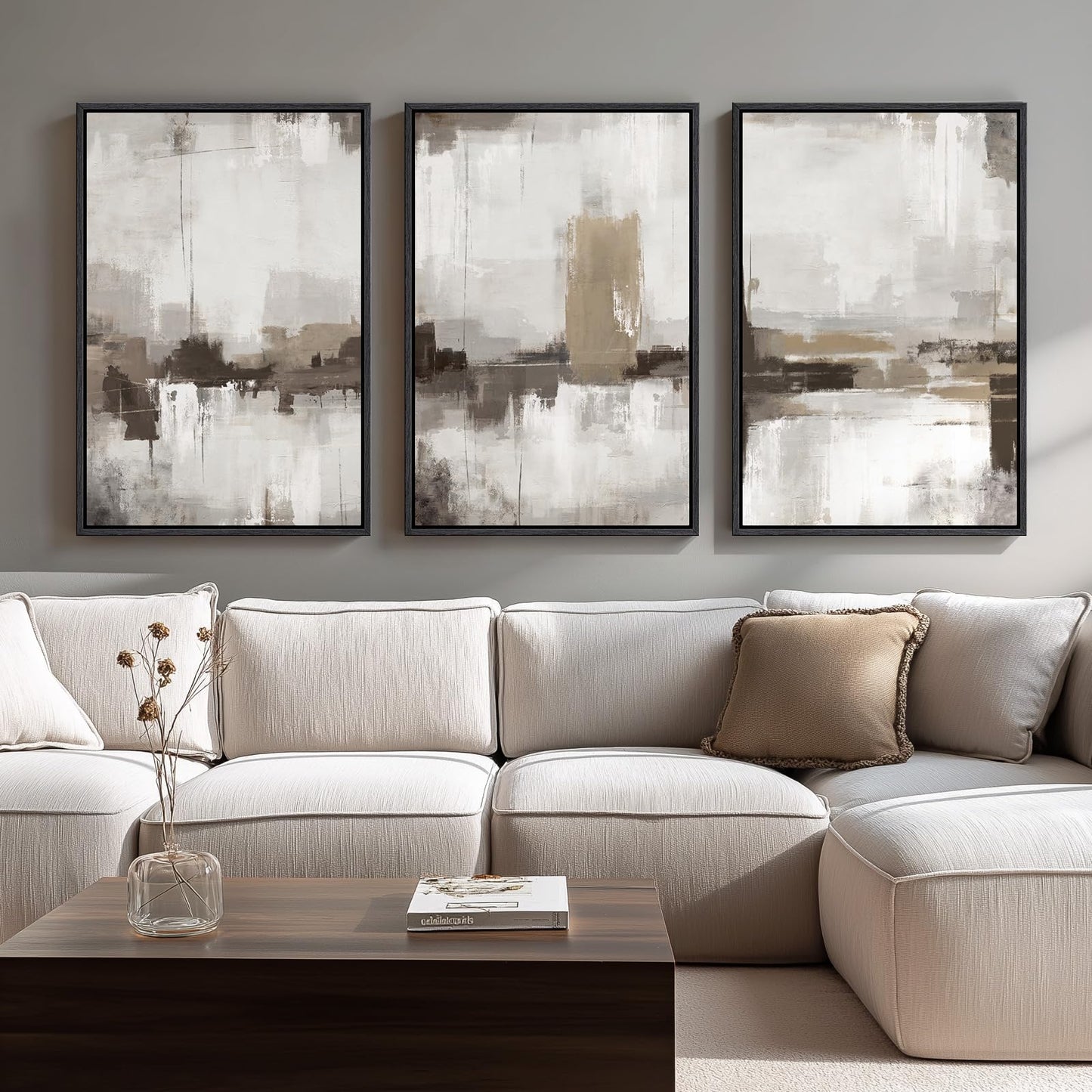 Neutral Abstract Wall Art 3PC 24x36in
