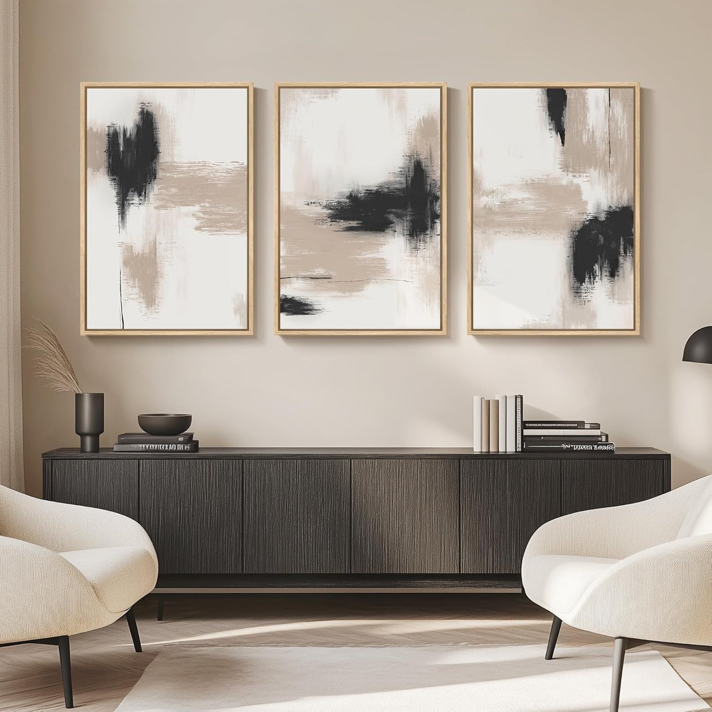 Beige Abstract Wall Art 3PC